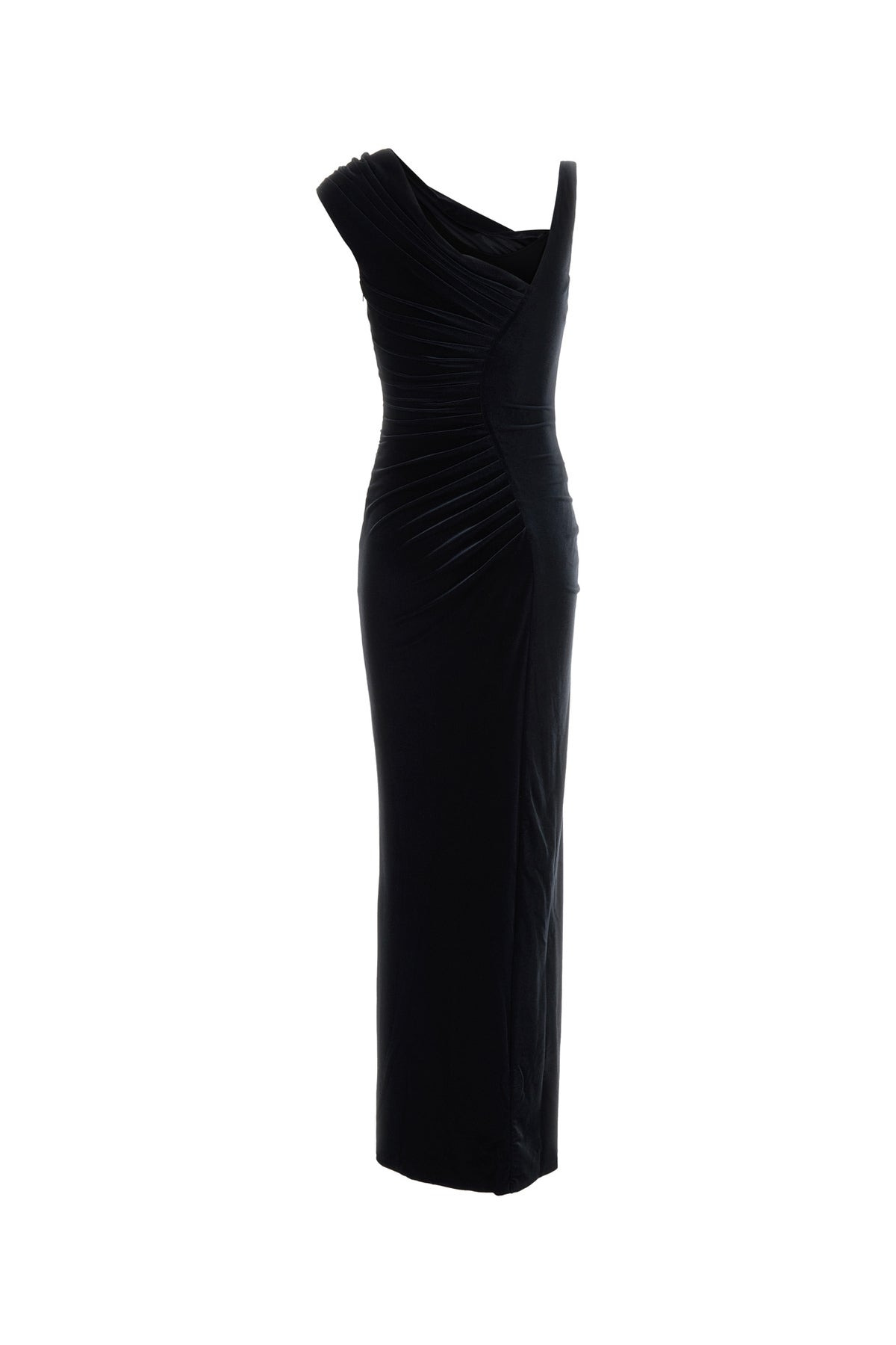 Midnight blue stretch velvet long dress - 2