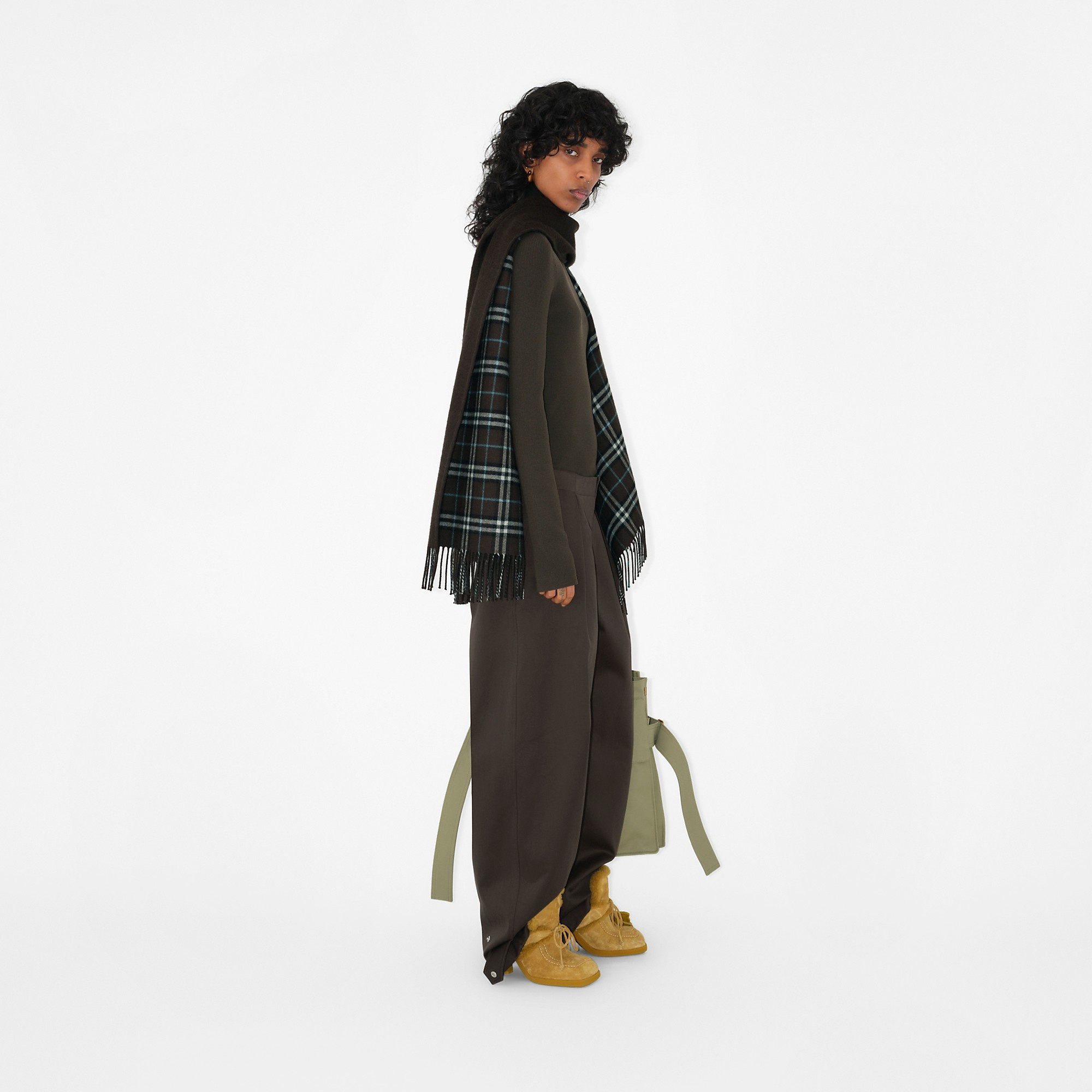 Check Wool Reversible Cape - 3