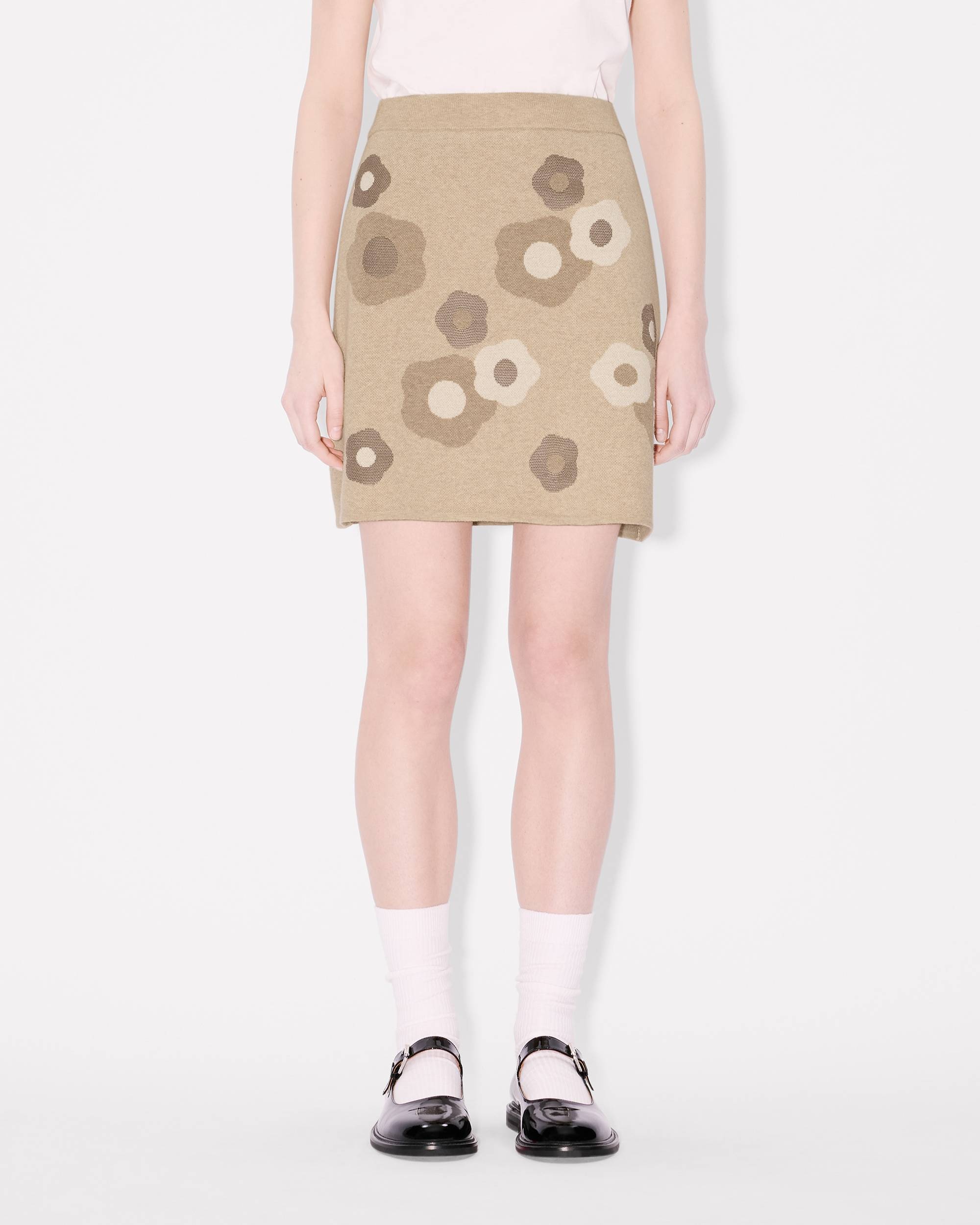 'Hana Dots' embroidered mini skirt in mixed cotton wool - 4