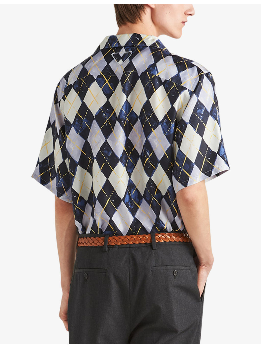 Argyle-patterned relaxed-fit silk-twill shirt - 4