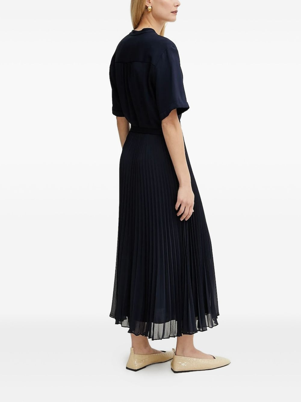 Docelina pleated button-front midi dress - 2