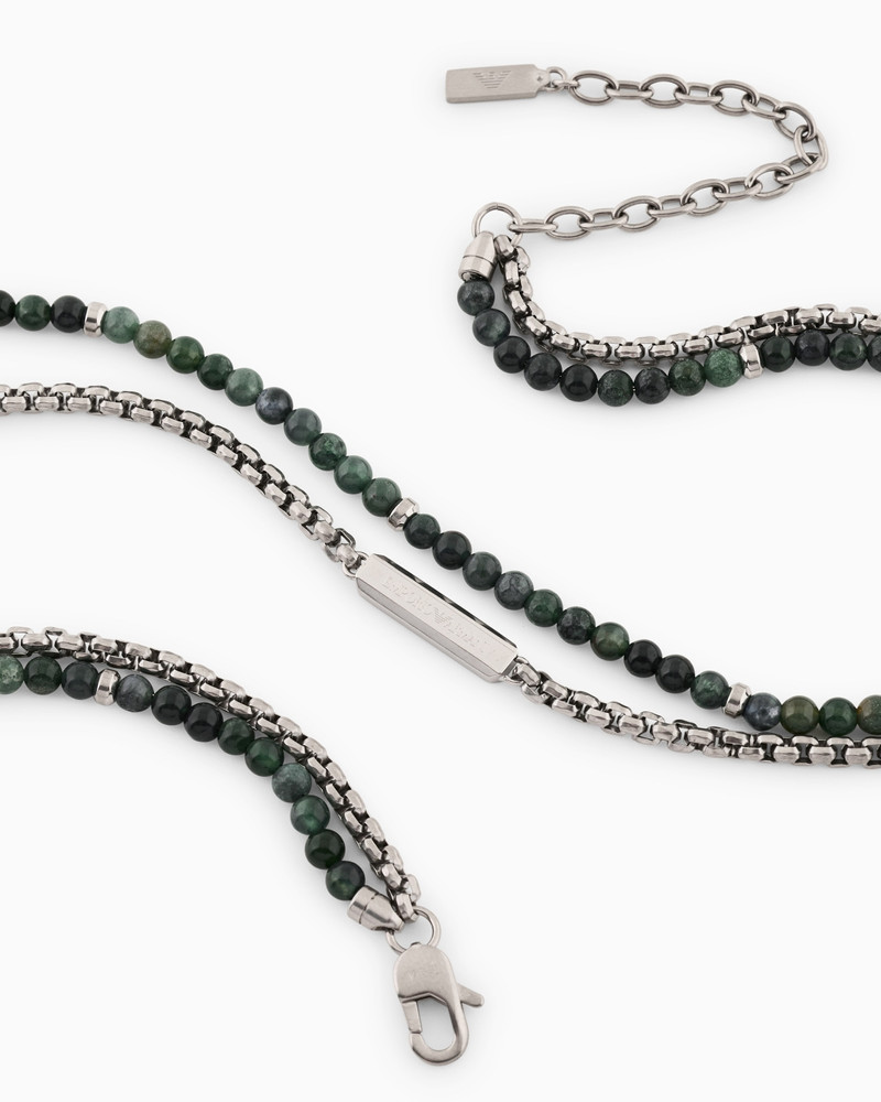 EMPORIO ARMANI GRASS AGATE STAINLESS STEEL ID NECKLACE 3