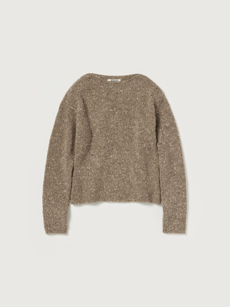 LOW-GAUGE HOMESPUN TWEED KNIT BOAT-NECK P/O 1