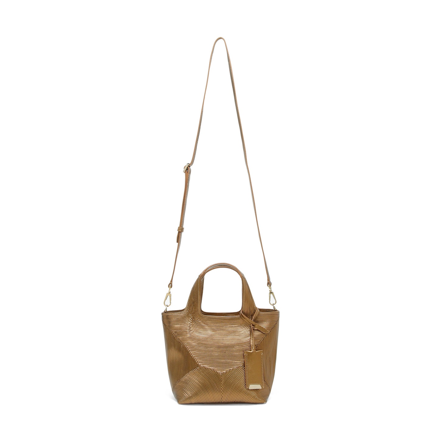 Gold laminated leather handbag - 4