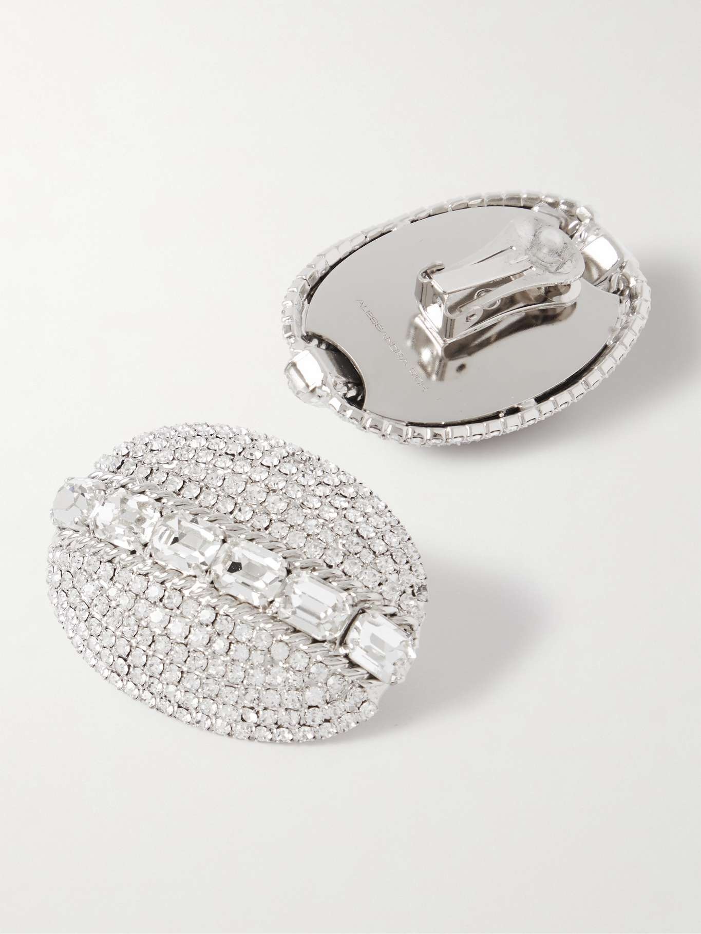 Silver-tone crystal clip earrings - 3