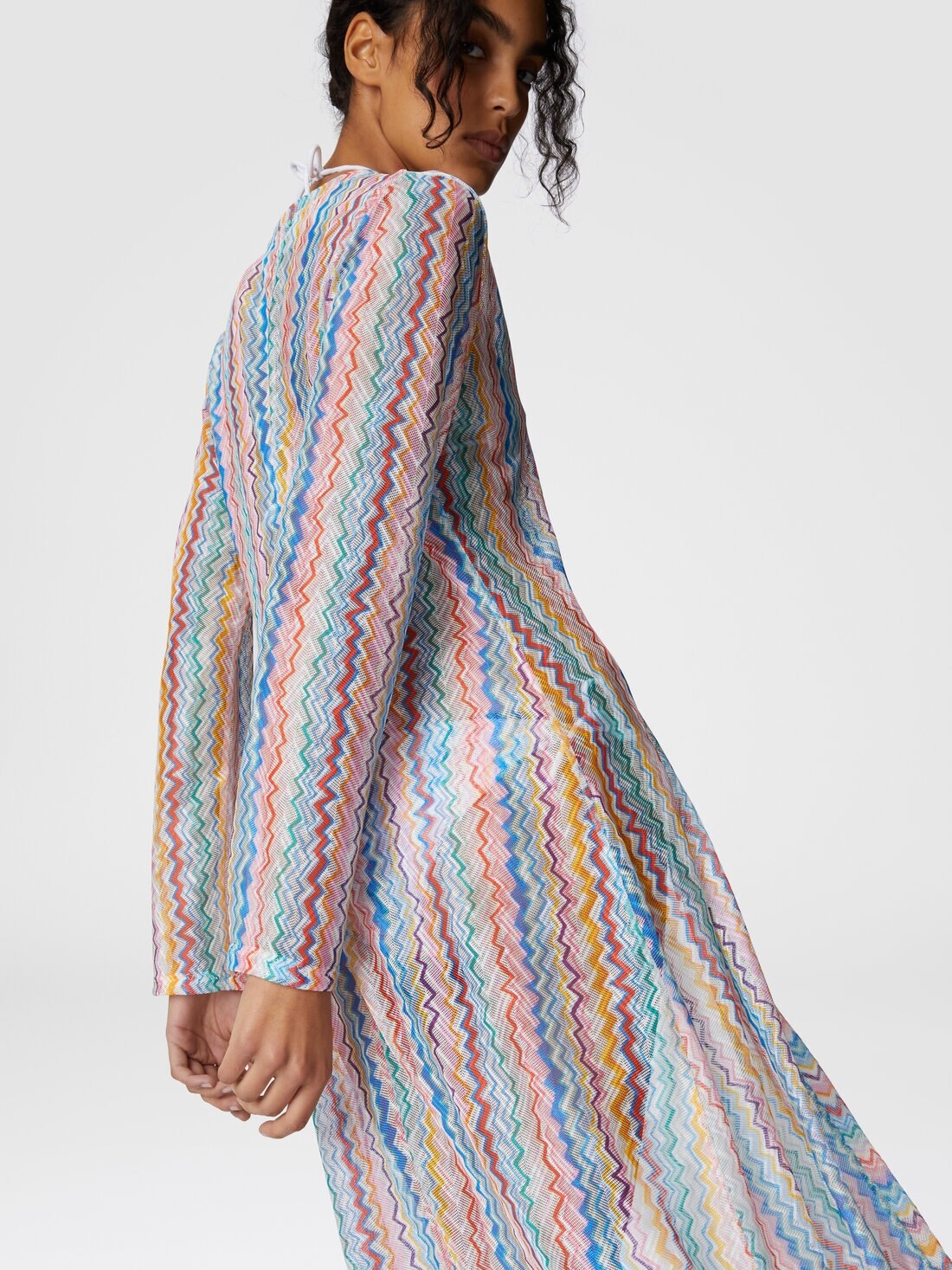 Long cardigan cover-up with V-neck - 5