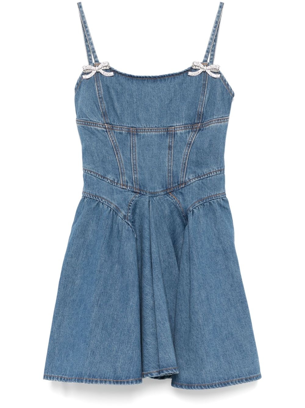 denim flared mini dress - 1
