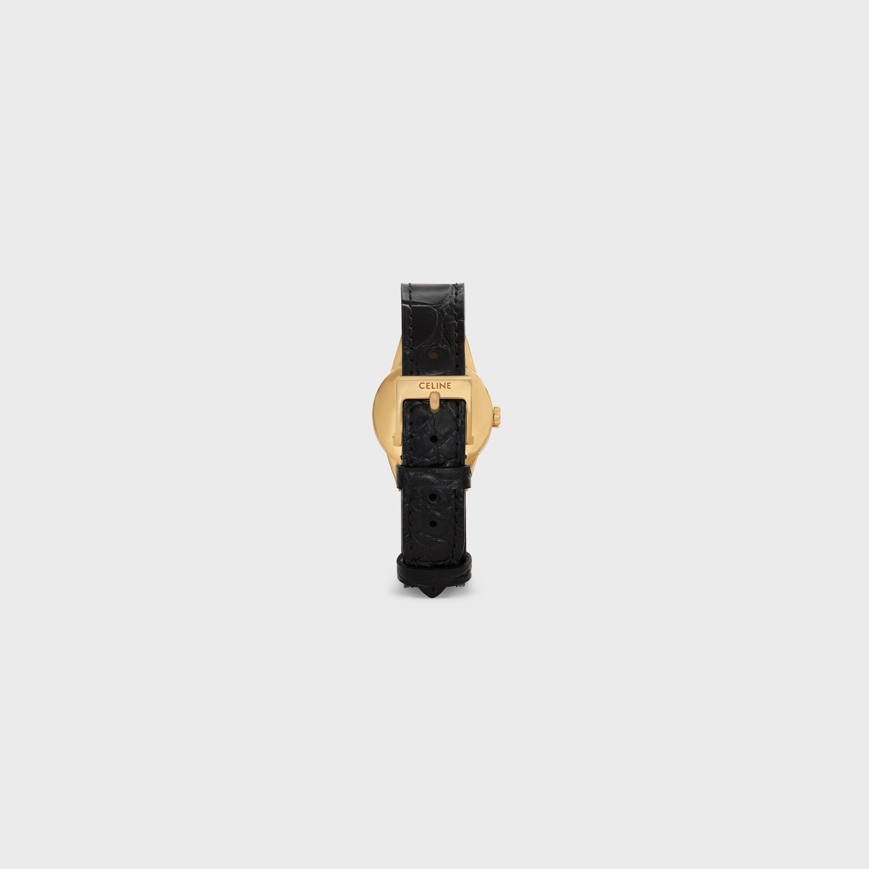 CELINE CONTRETEMPS BRACELET IN BRASS WITH GOLD FINISH AND BLACK CALFSKIN - 5