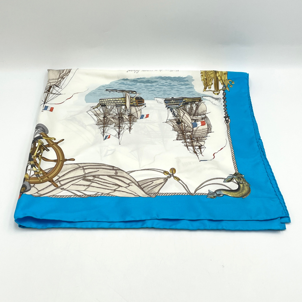 Hermes Aqua Blue Silk Scarf - 5