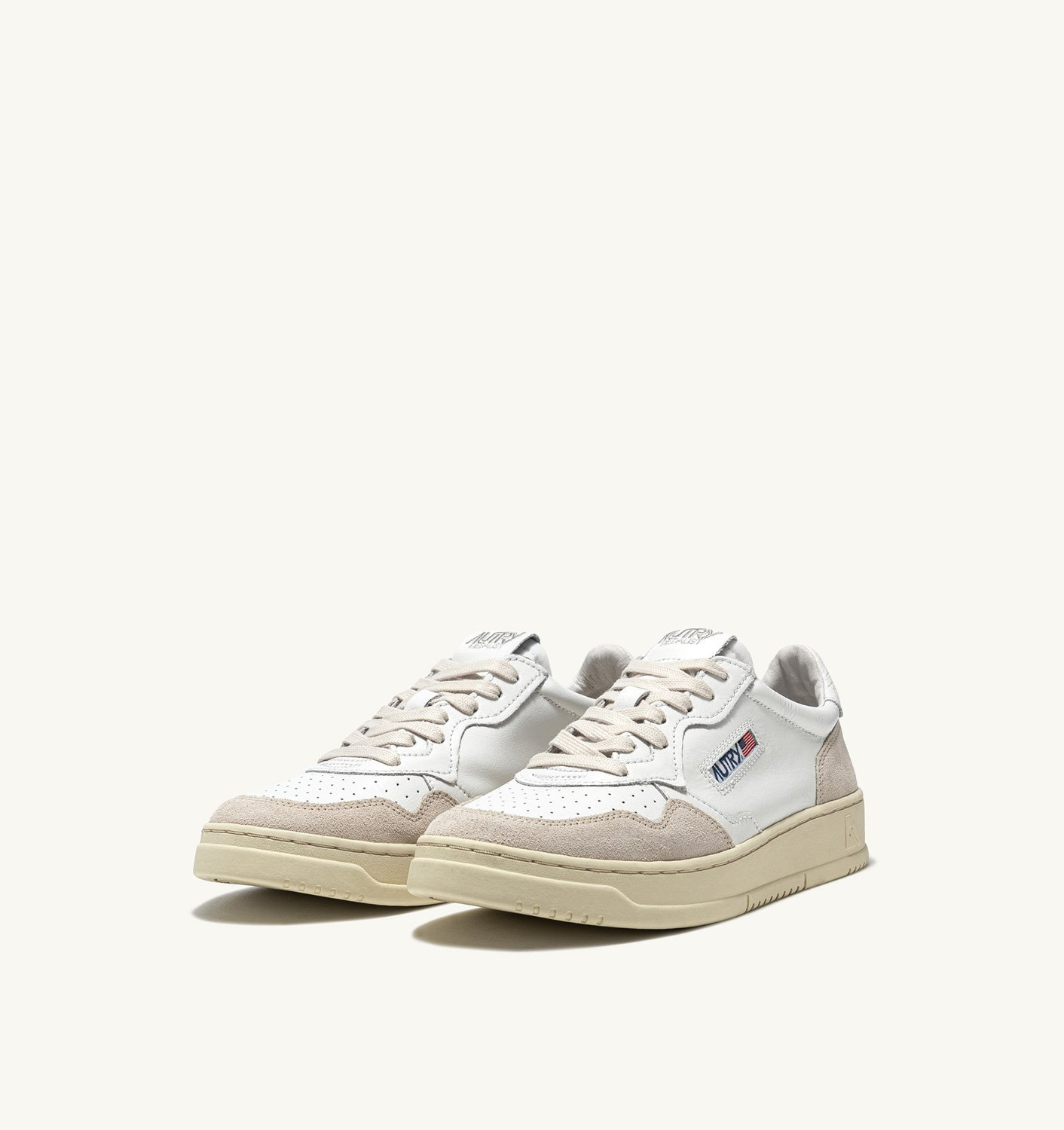 MEDALIST LOW SNEAKERS IN WHITE LEATHER AND BEIGE SUEDE - 2