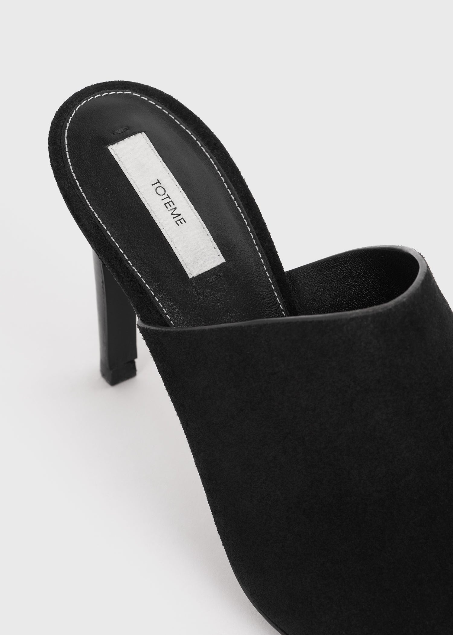 Velour-leather bandeau mules black - 5