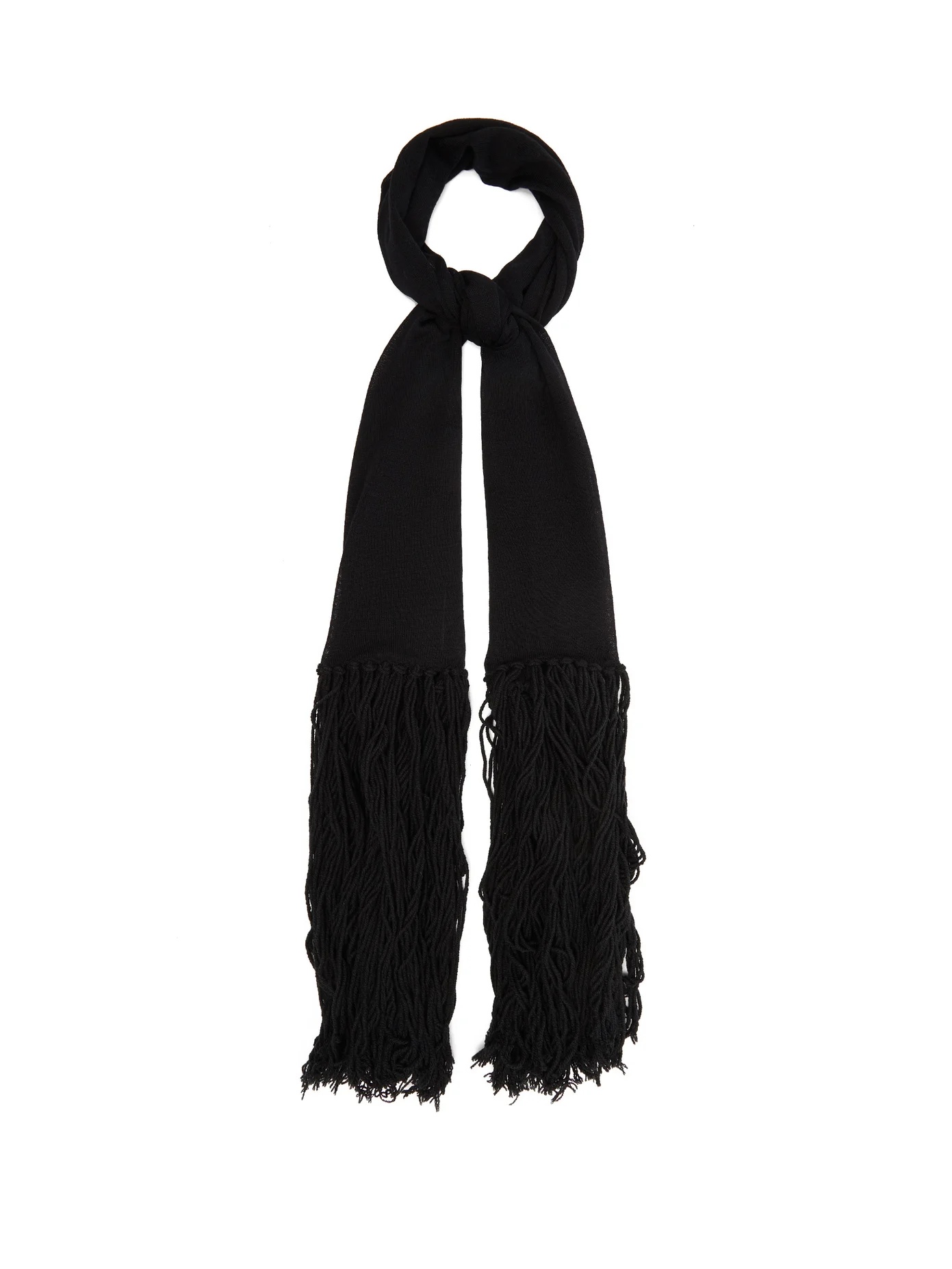 Tasseled cashmere and wool scarf - 1