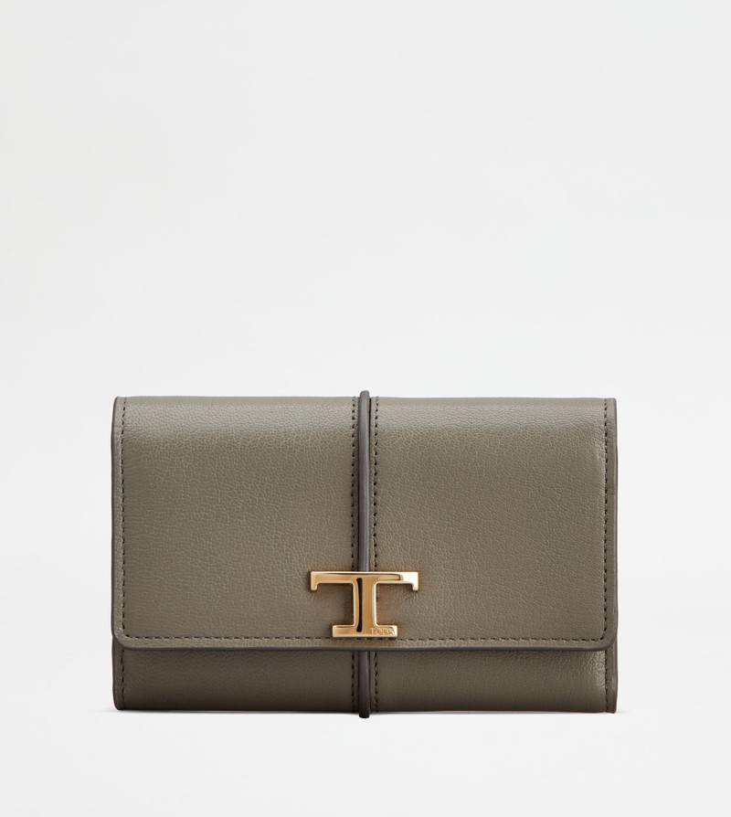 T TIMELESS WALLET IN LEATHER - GREY 1