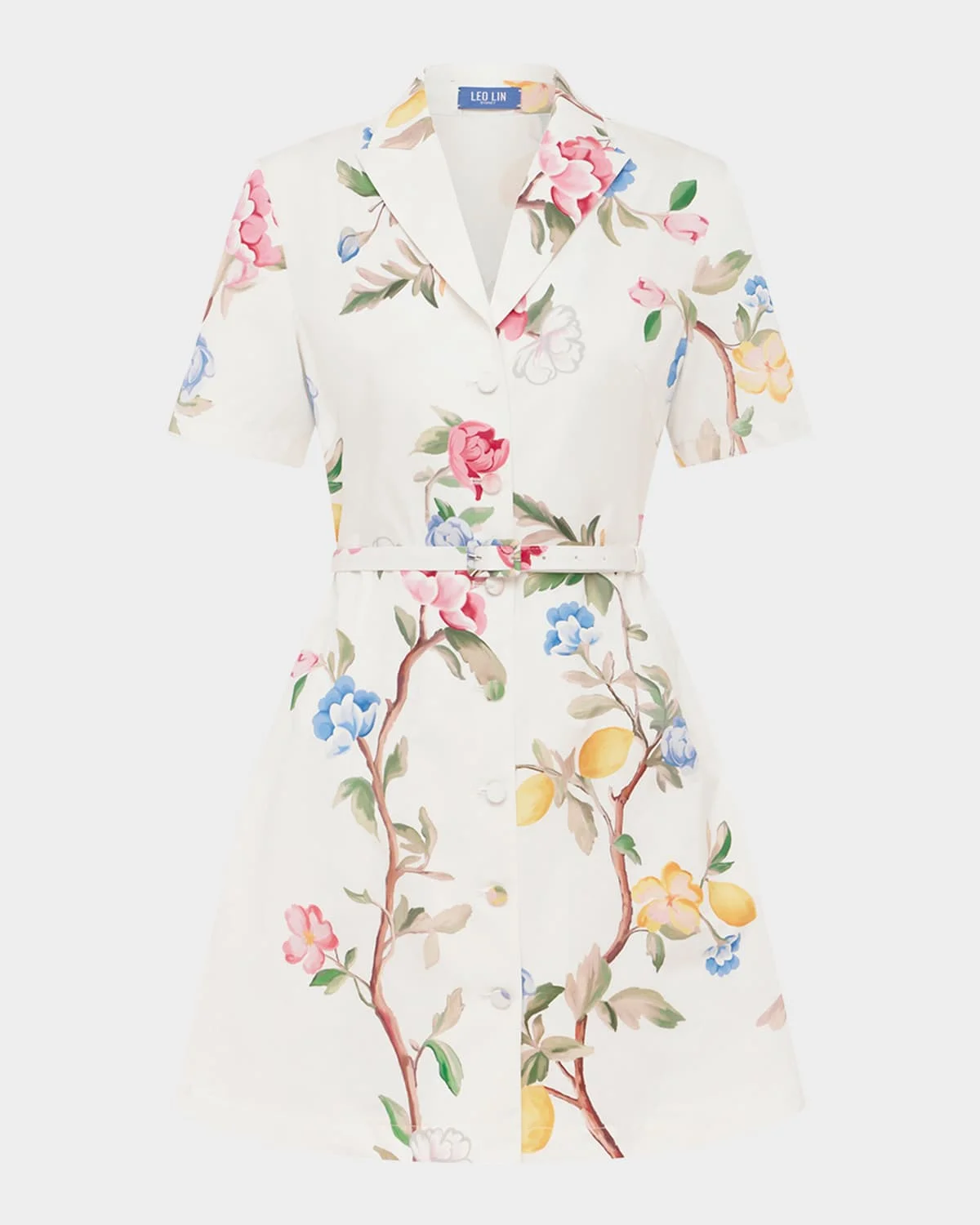 Brigitte Belted Floral Cotton Mini Dress - 1