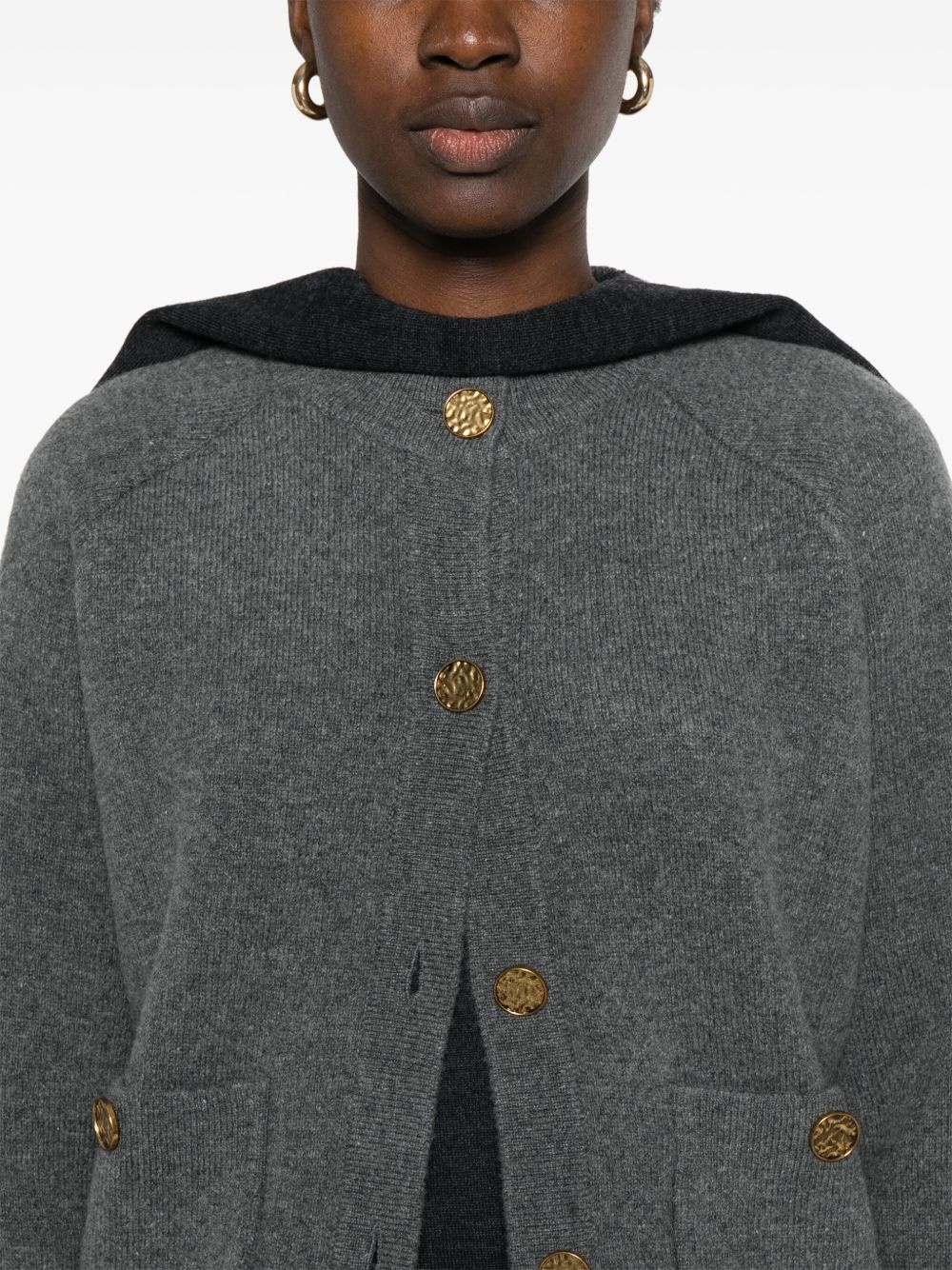 hammered-buttons cardigan - 5