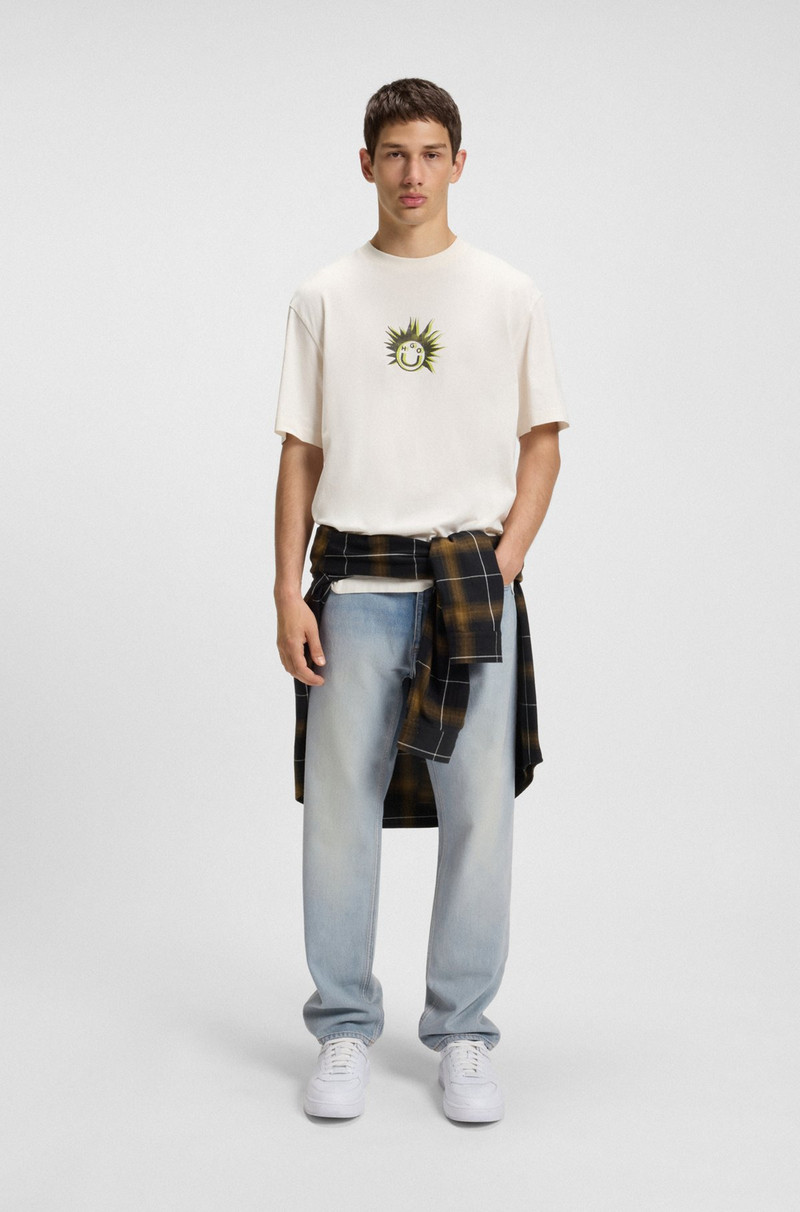 HUGO REGULAR-FIT JEANS IN LIGHT-BLUE COTTON DENIM outlook