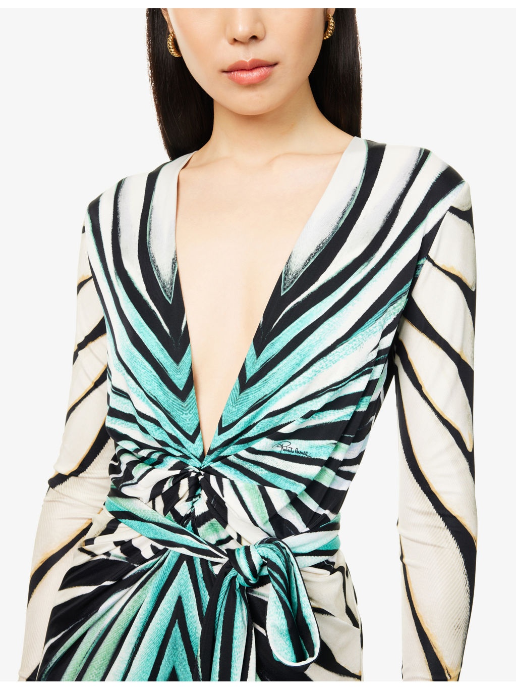 Plunge Ruched Stretch-Woven Maxi Dress - 5
