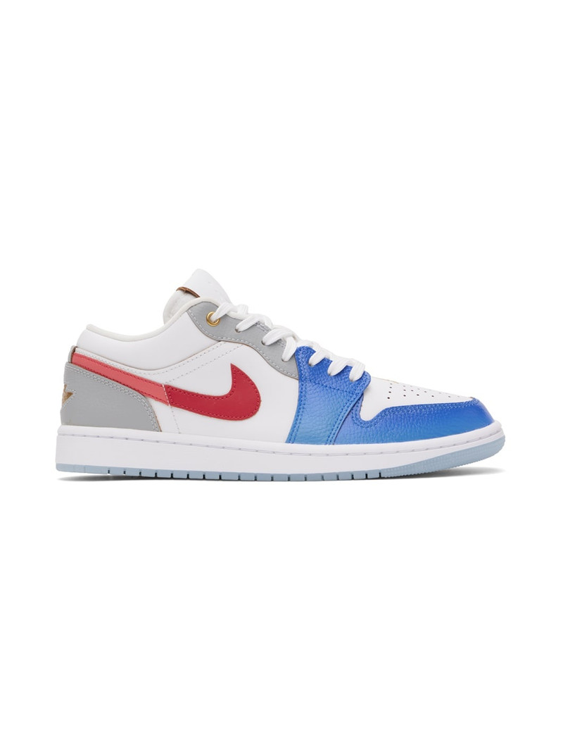 White & Blue Air Jordan 1 Low SE Sneakers - 1