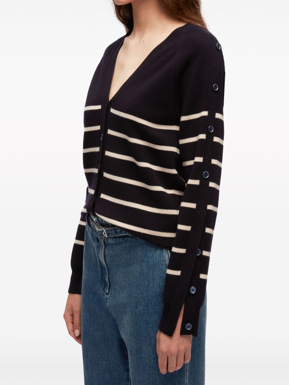 V-neck striped wool cardigan - 6