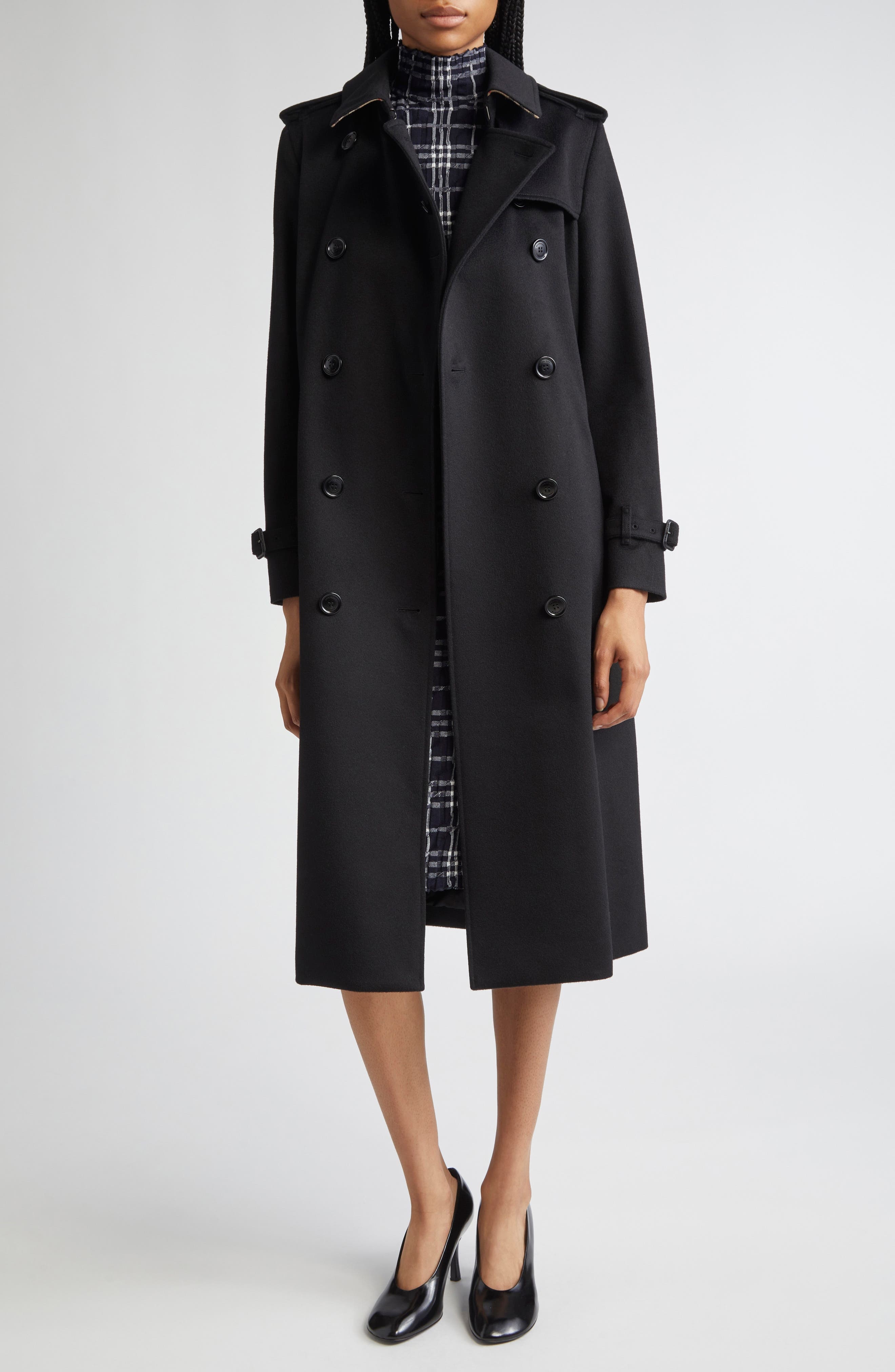 burberry Check Turtleneck Wool Blend Dress in Ink/Chalk at Nordstrom - 2