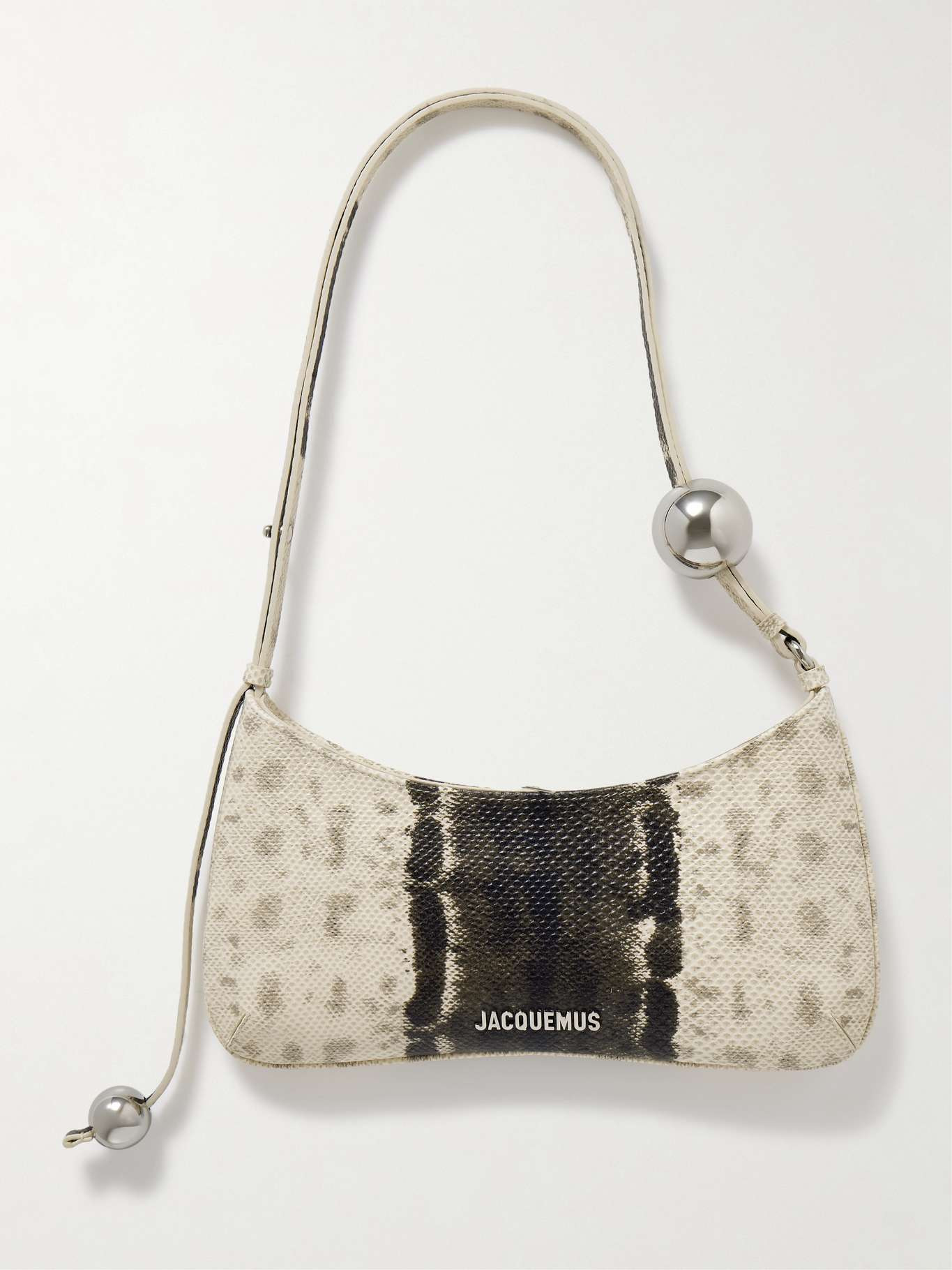 Le Bisou Perle embellished snake-effect leather shoulder bag Beige - 1