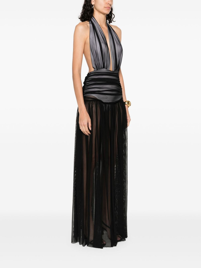 halterneck shirred maxi dress 3