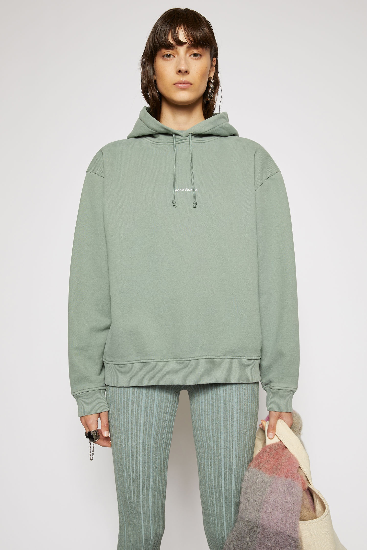 Logo-print hooded sweatshirt dusty green - 2