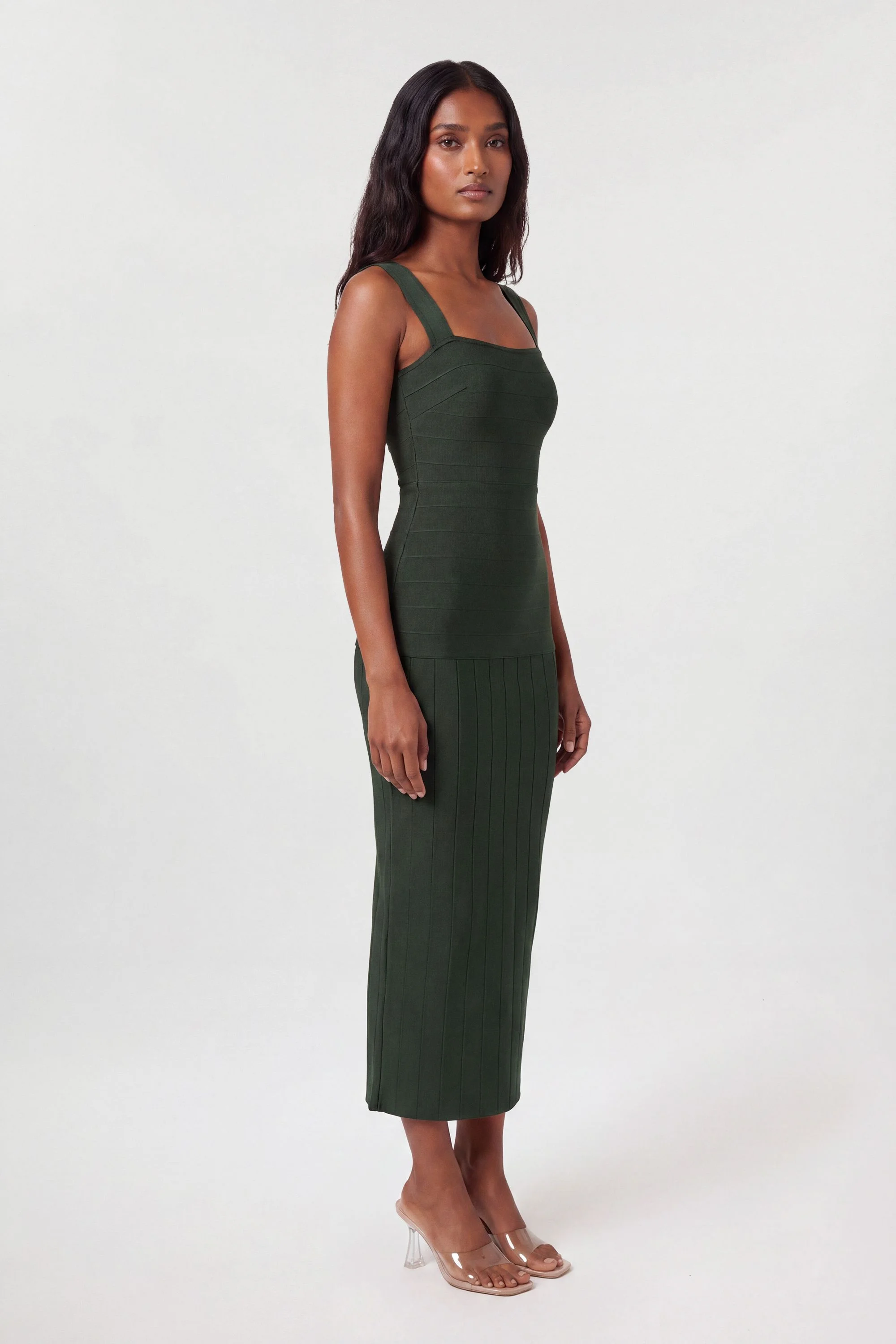 Figure Form Bandage Strappy Knit Maxi Dress - 1