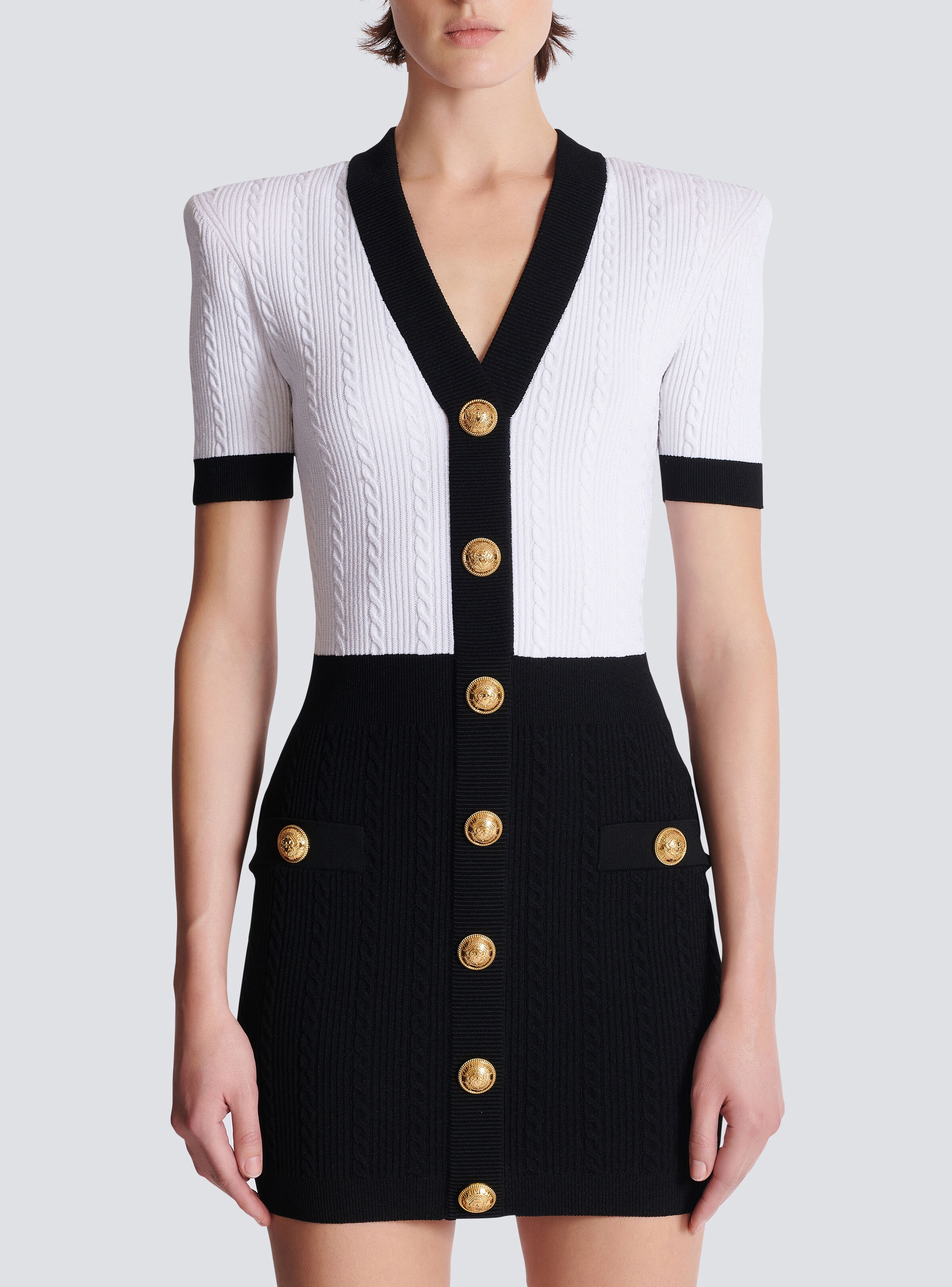 Two-tone cable-knit bodycon dress - 5