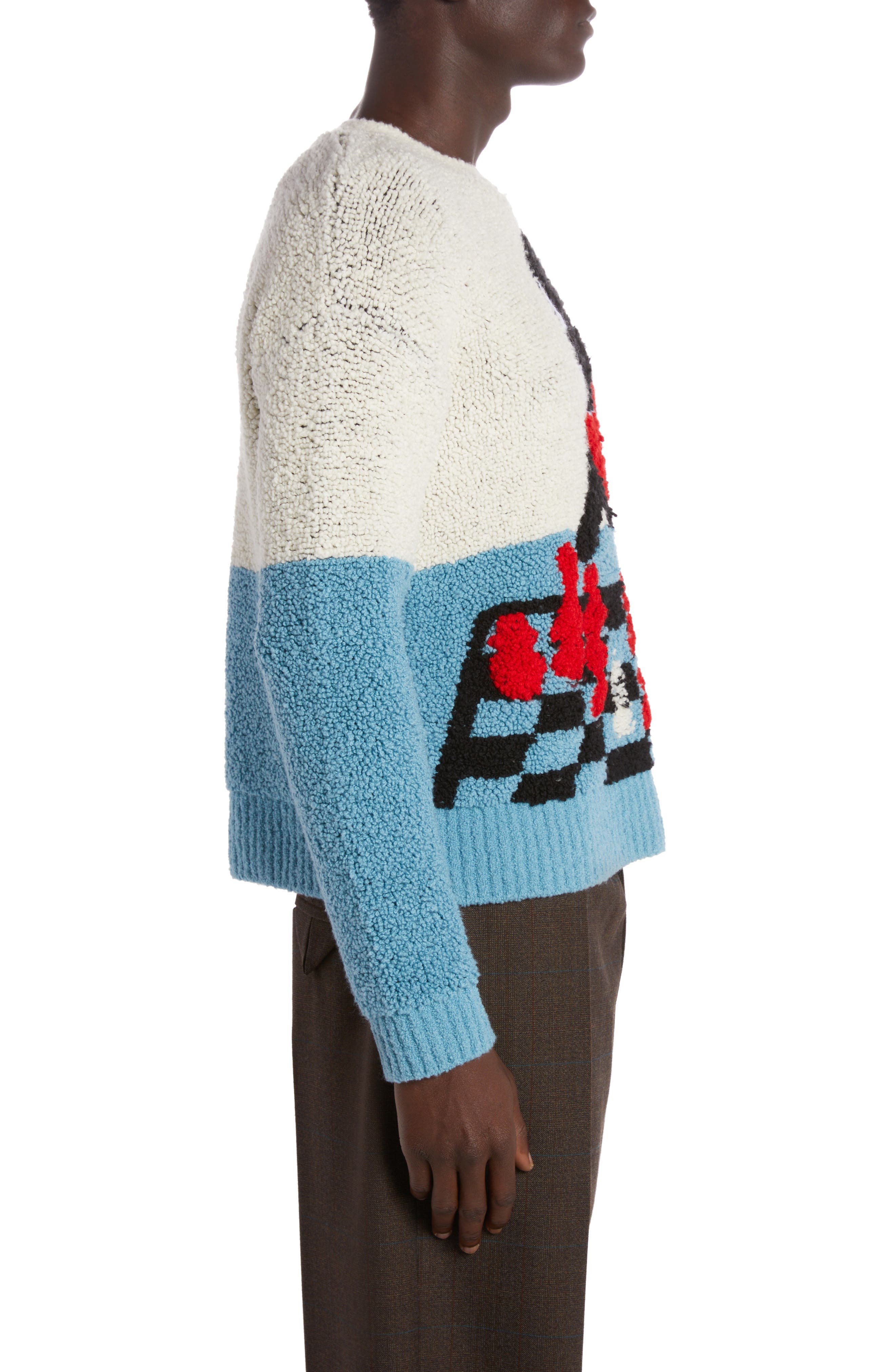 Bottega Veneta John John Colorblock Jacquard Wool Blend Sweater in 9149 Chalk/Dusk at Nordstrom - 3
