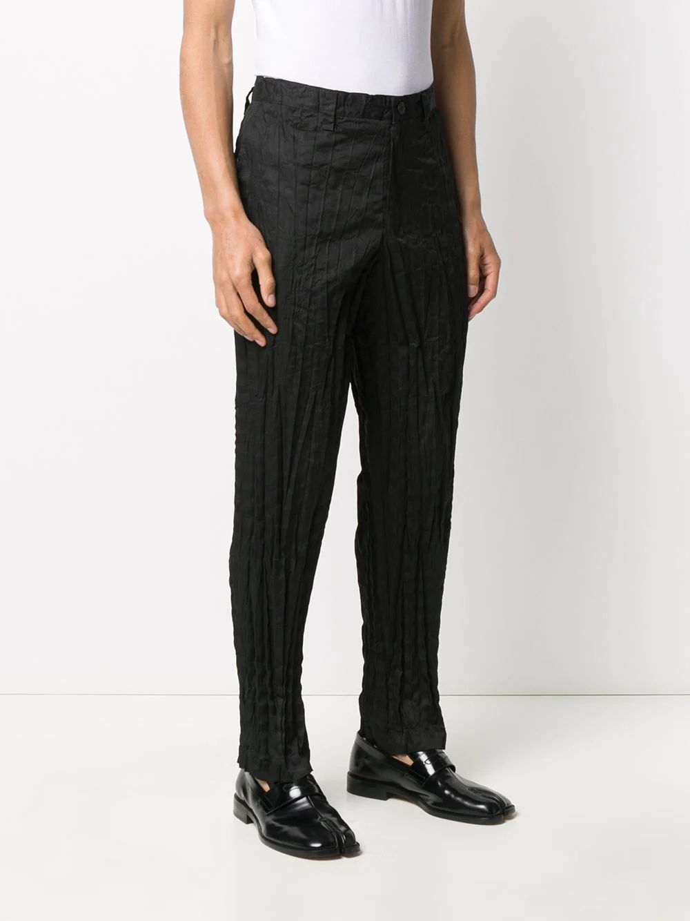 crinkled tapered trousers - 3