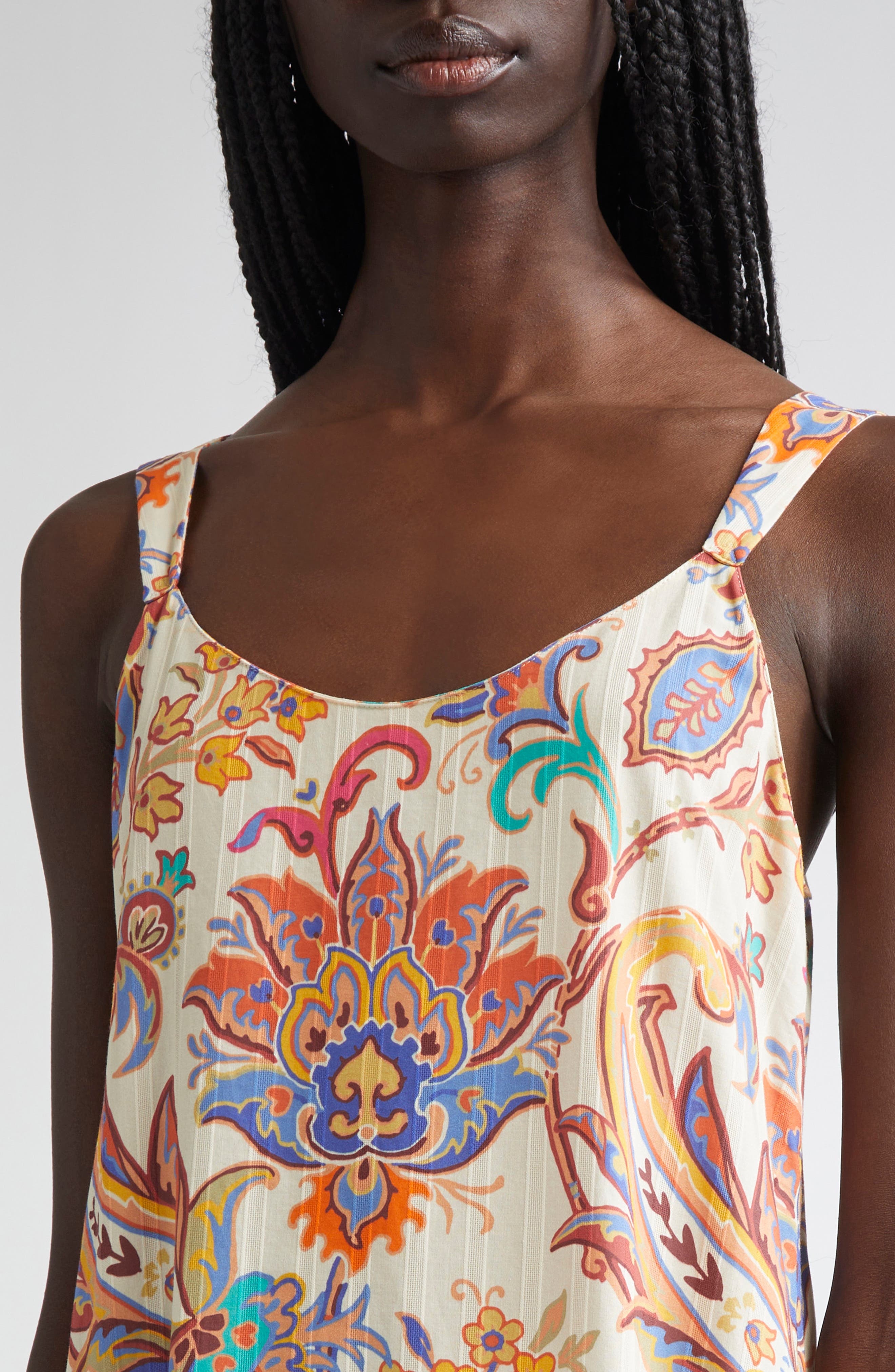 Etro Paisley Print Cotton Maxi Dress in Stampa F.do Bianco at Nordstrom - 4