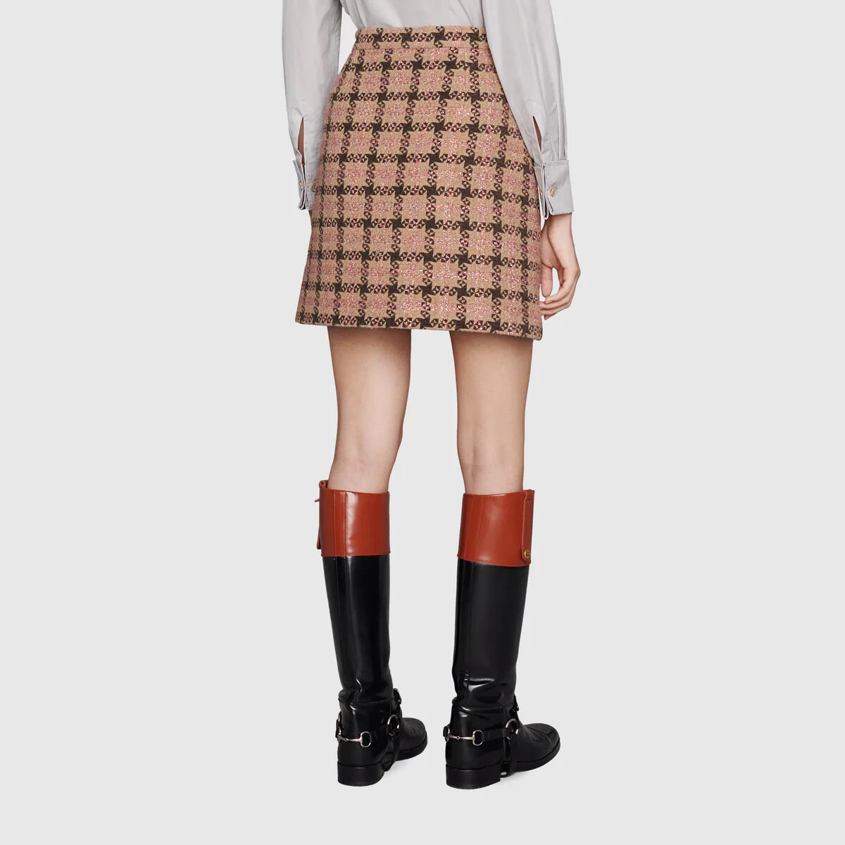 Lamé check tweed mini skirt - 5