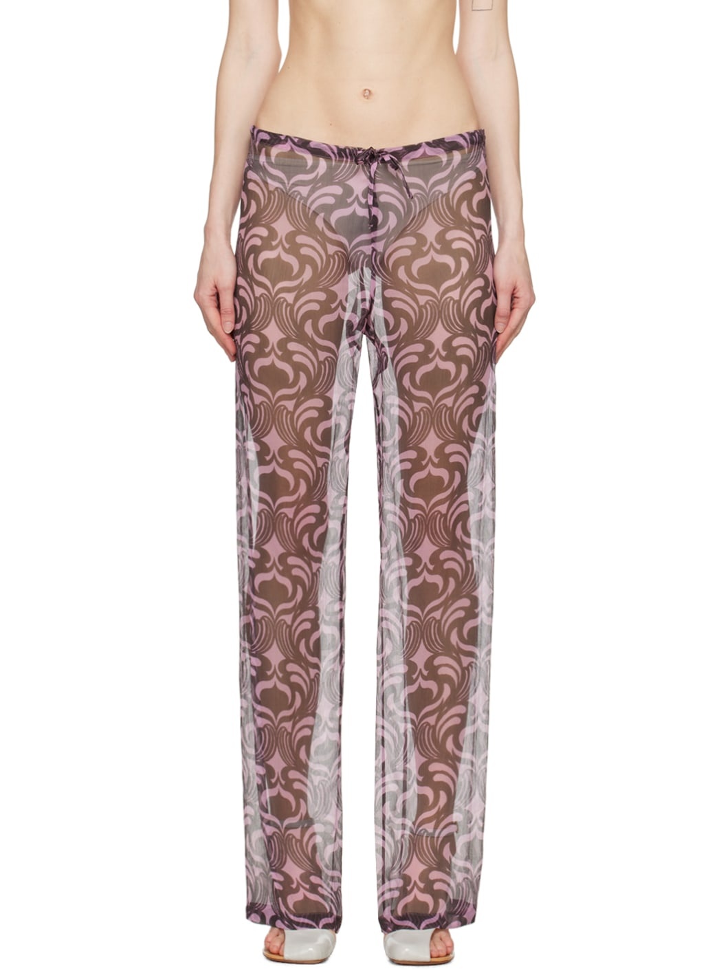 Black & Pink Printed Trousers - 1