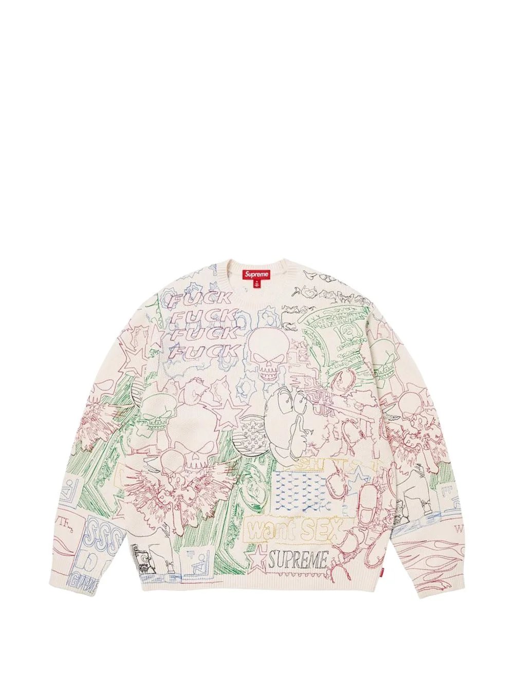 collage-embroidered sweater - 1