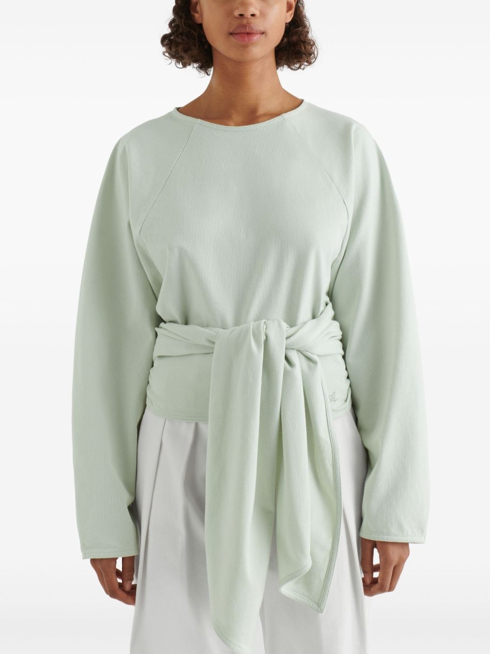 Drape tie-front cotton sweatshirt - 2