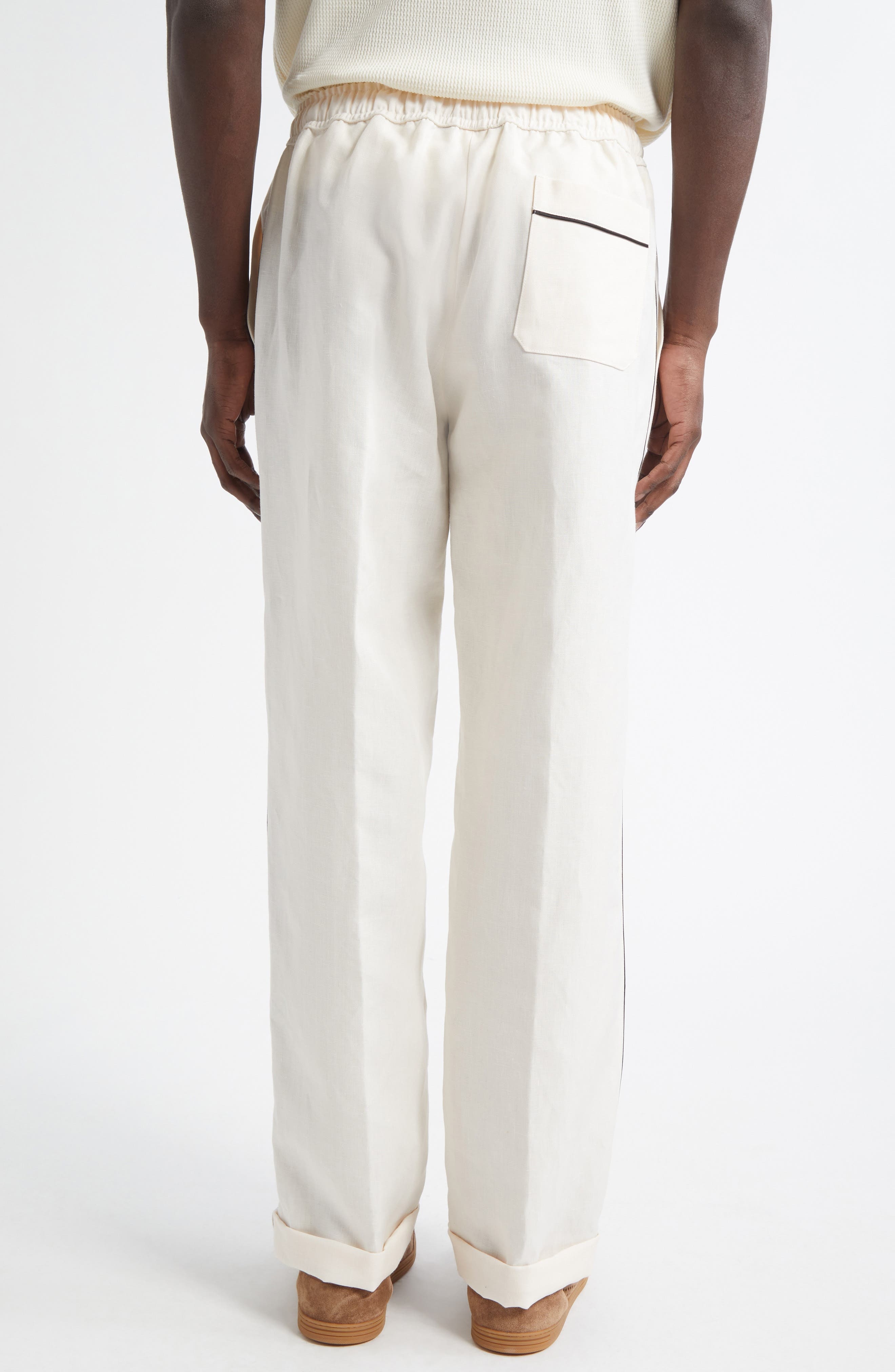 Dolce&Gabbana Linen & Silk Pajamas Pants in W0001 Natural White at Nordstrom - 3