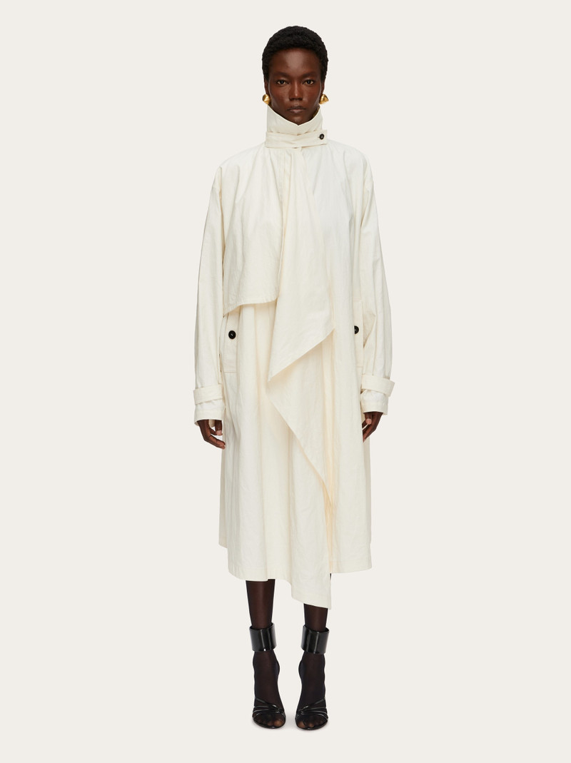FERRAGAMO Asymmetric voluminous trench outlook