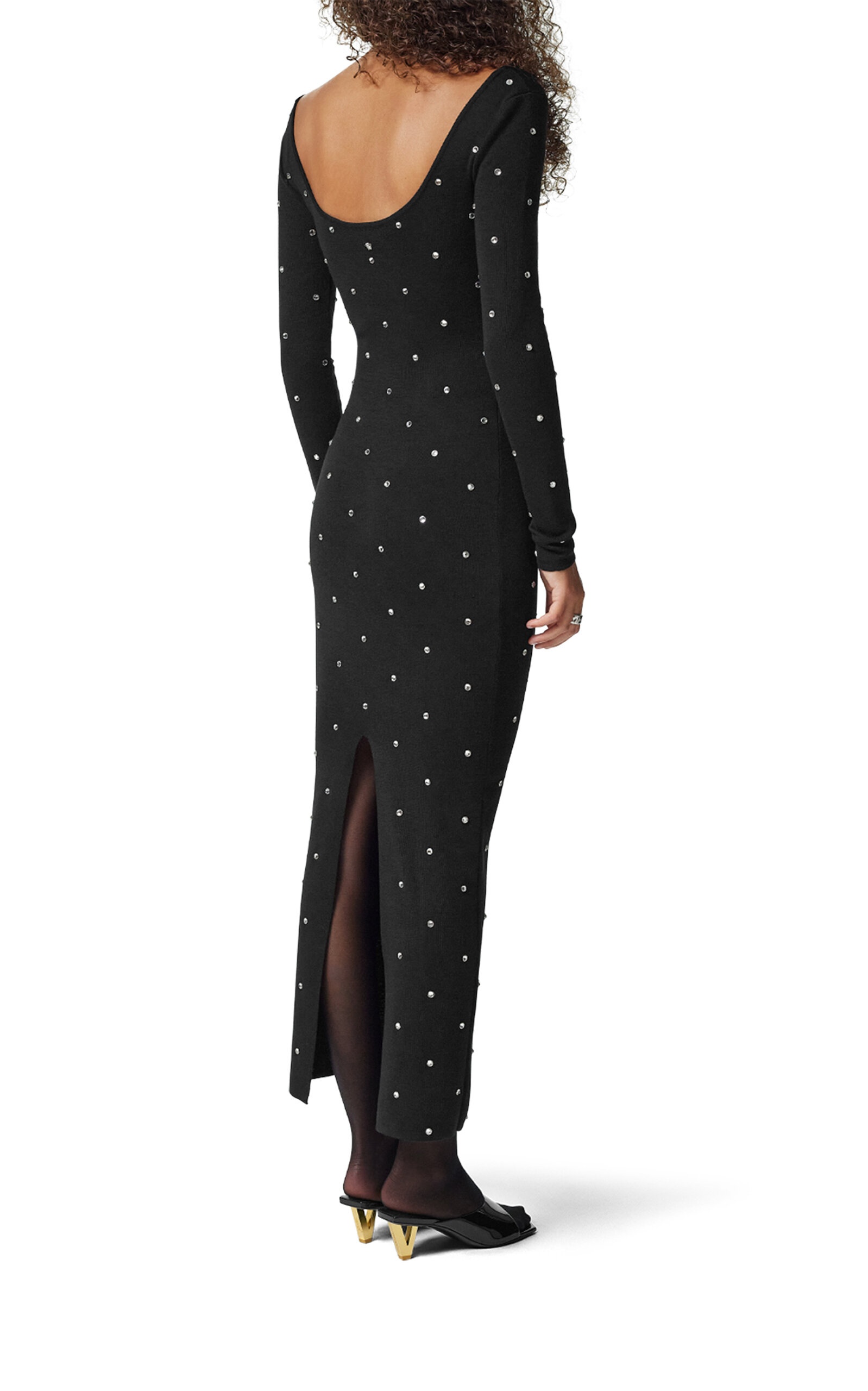Crystal-Embellished Knit Wool Midi Dress black - 3