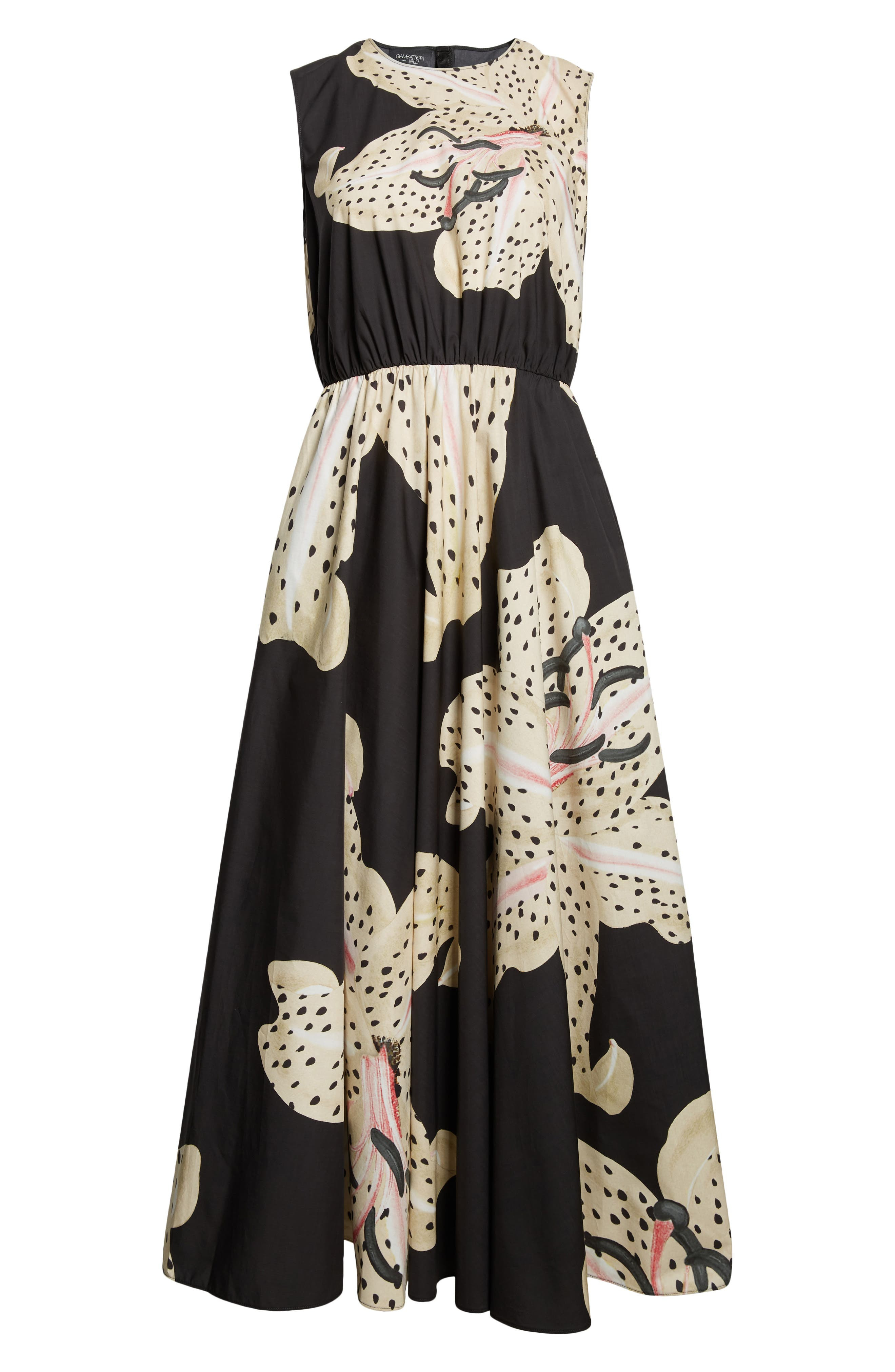 Giambattista Valli Tiger Lily Print Sleeveless A-Line Dress in Black/Ivory at Nordstrom - 6