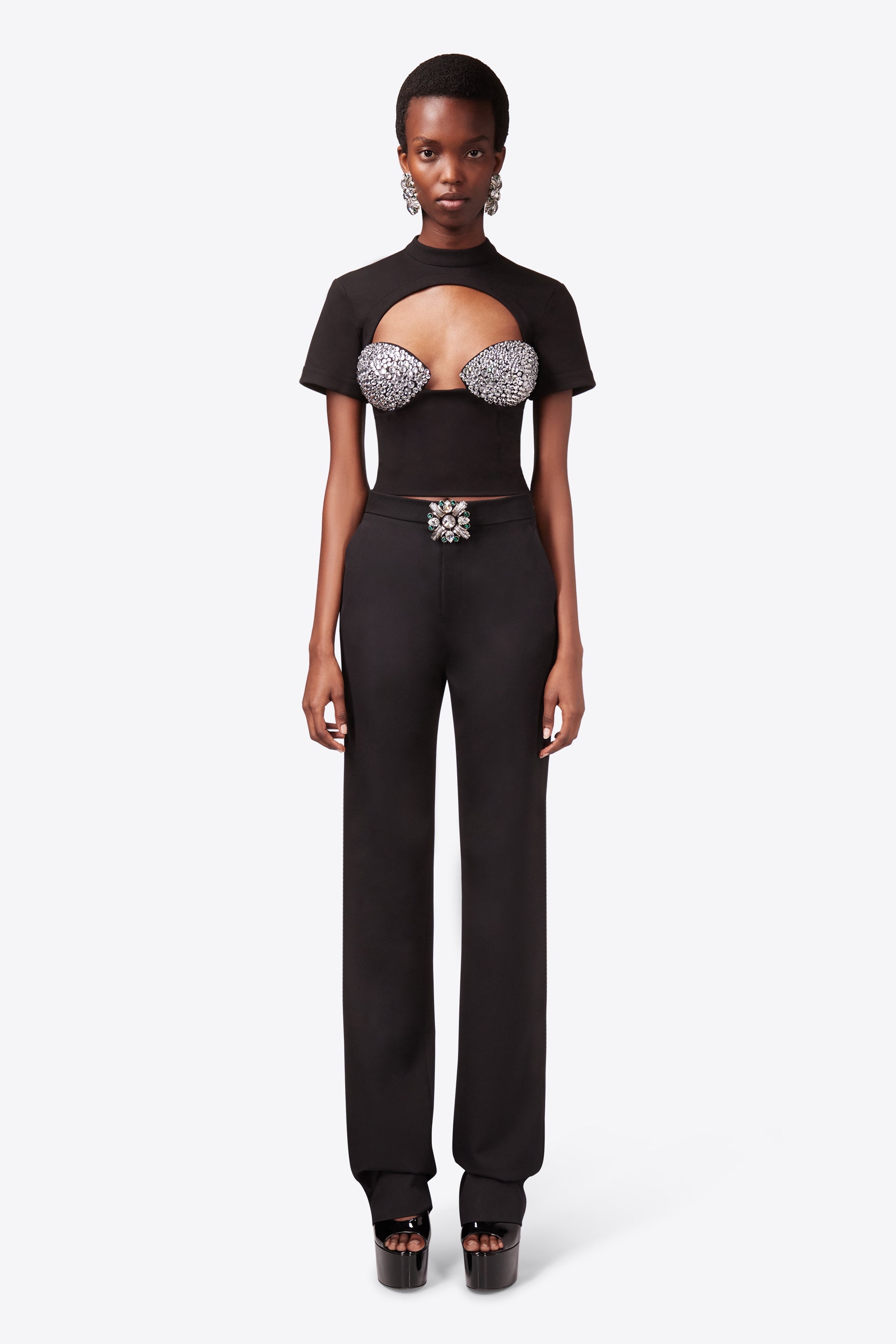 CRYSTAL EMBELLISHED RAGLAN BUSTIER CUP T-SHIRT - 3