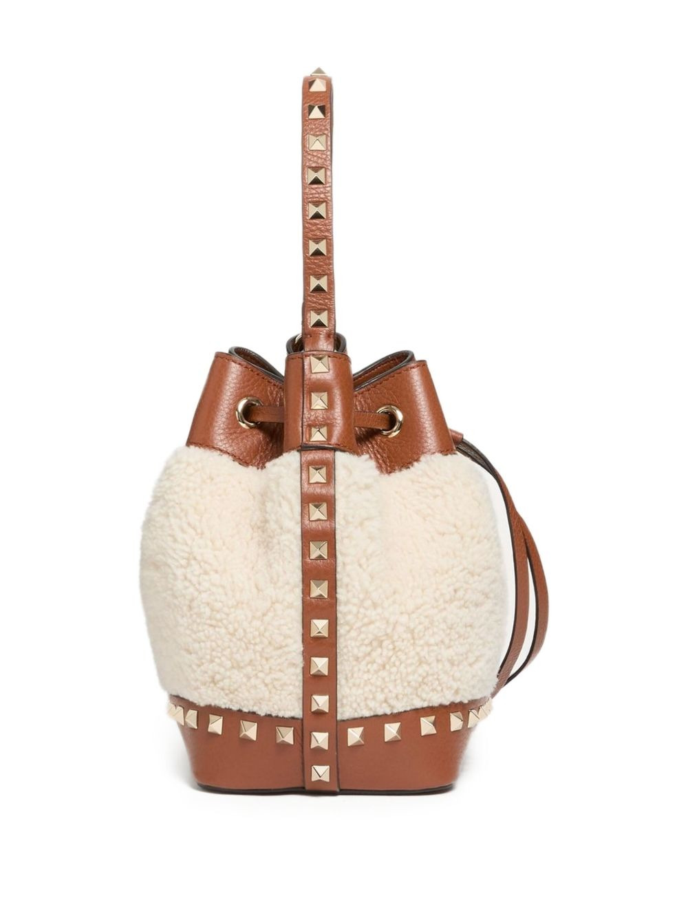 Rockstud shearling bucket bag - 6