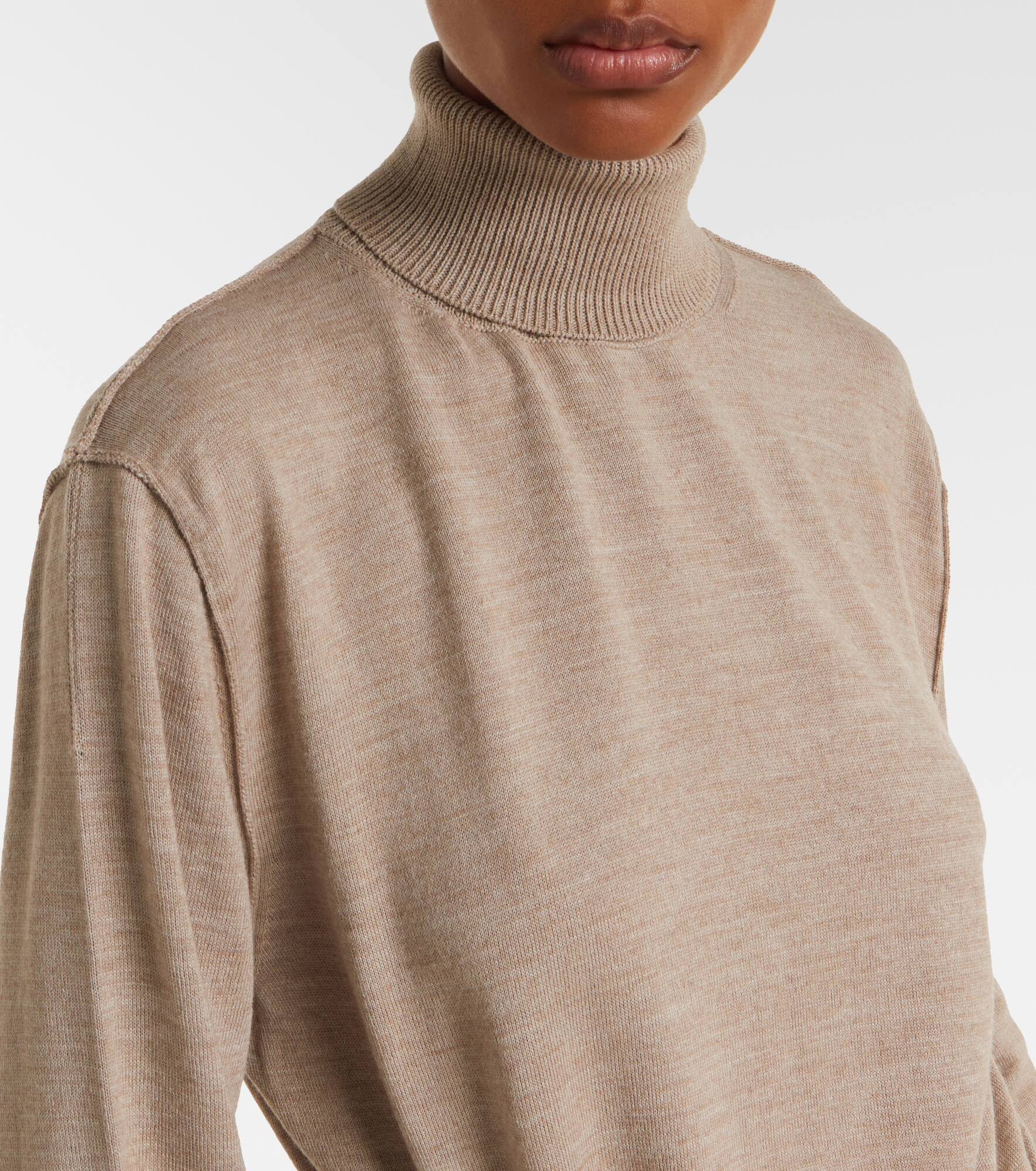 Turtleneck wool-blend midi dress - 4
