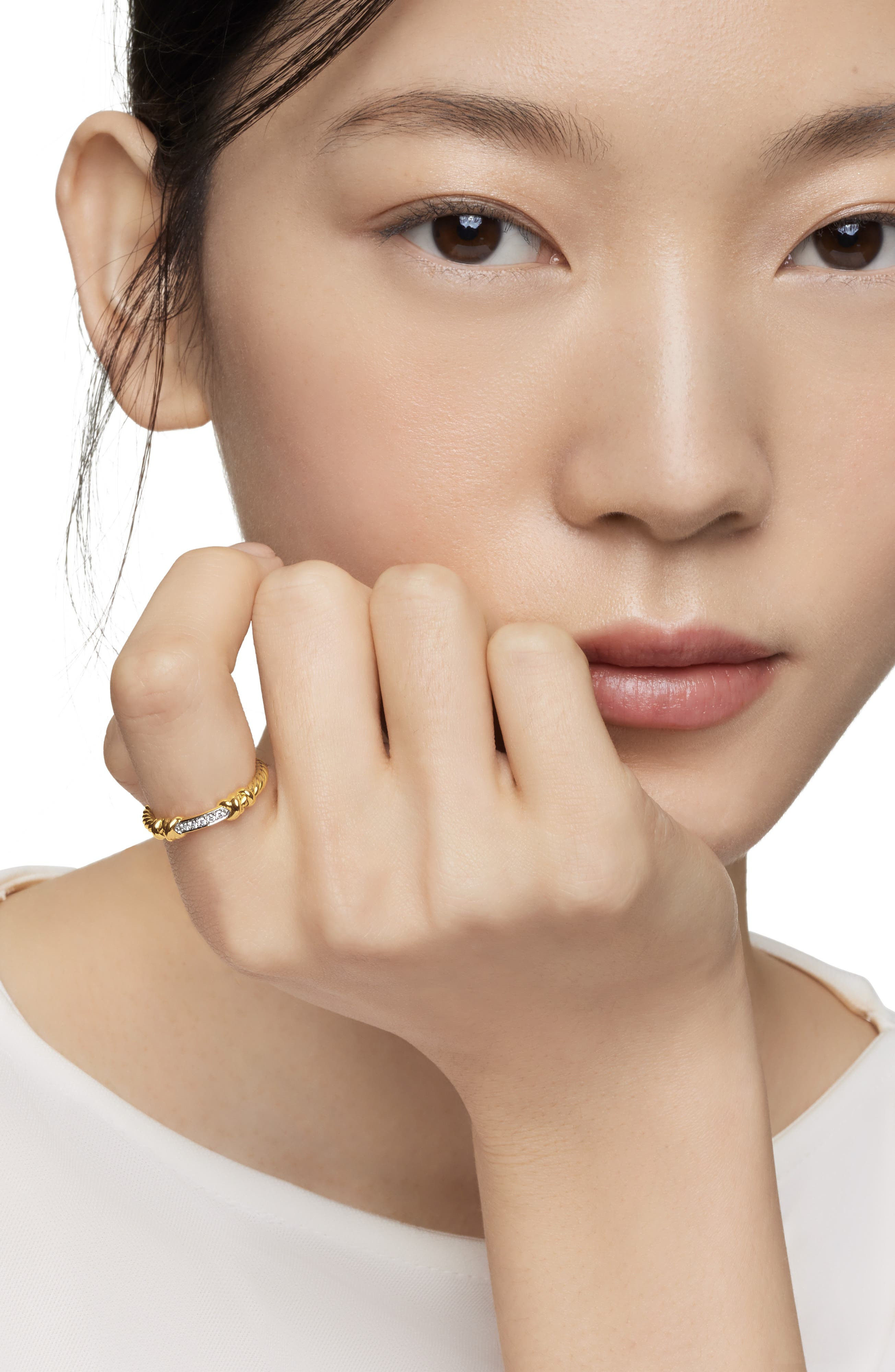 David Yurman Petite Helena Diamond Ring in Diamond/Yellow Gold at Nordstrom - 6