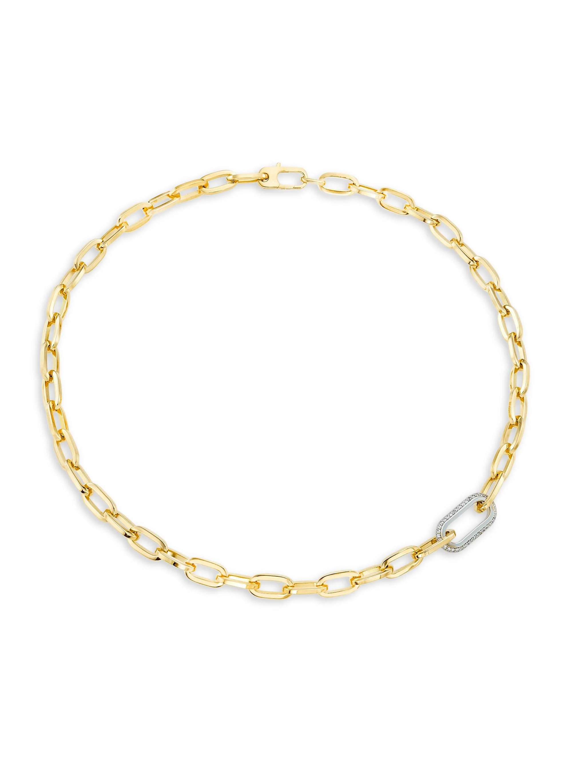 Women's Two-Tone 18K Gold & 0.78 TCW Diamond Paper Clip Chain Necklace - Gold - 1