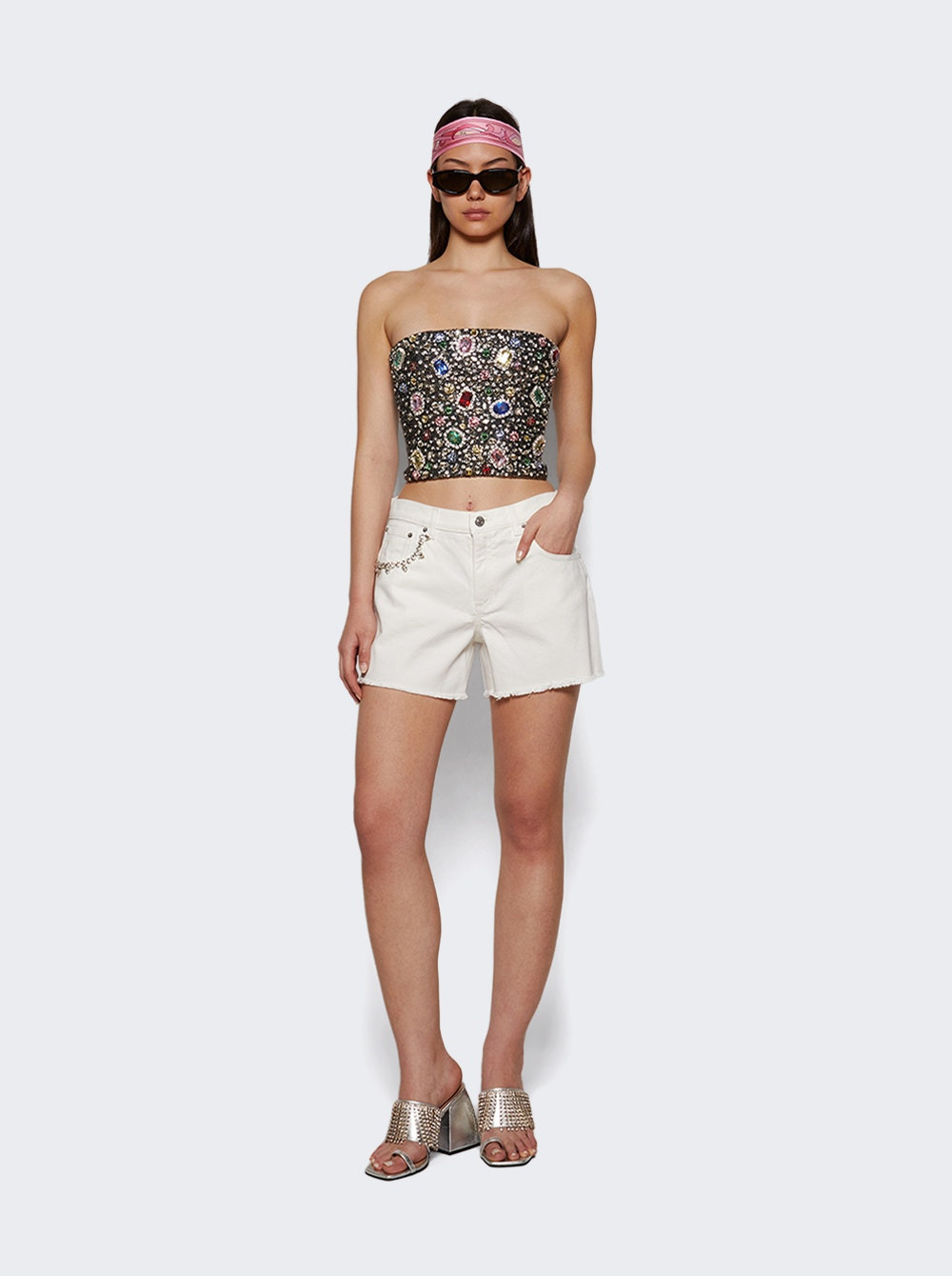 Crystal Pocket Jean Short White - 5