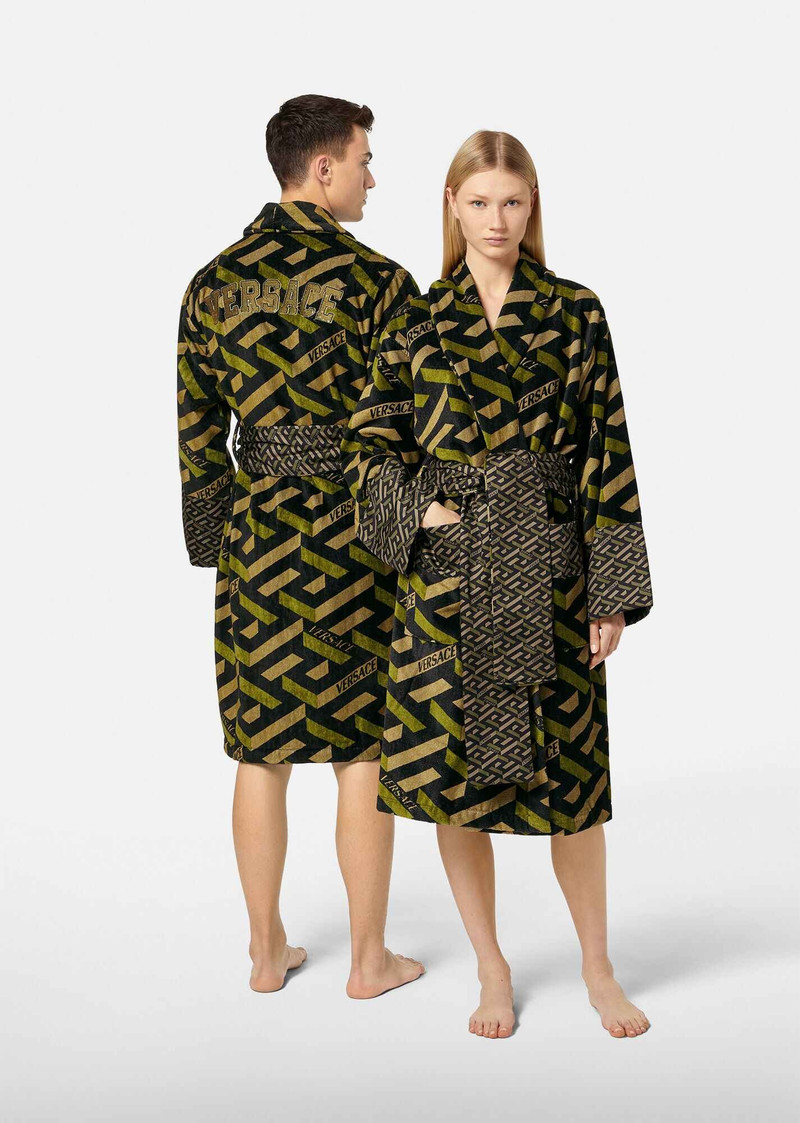 VERSACE La Greca Embroidered Bathrobe outlook