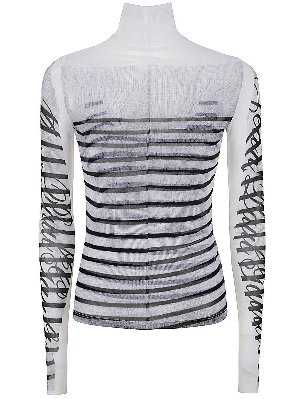 Jean Paul Gaultier Women Spandex And Mesh Longsleeve Top Printed "Feathers Mariniere" - 2