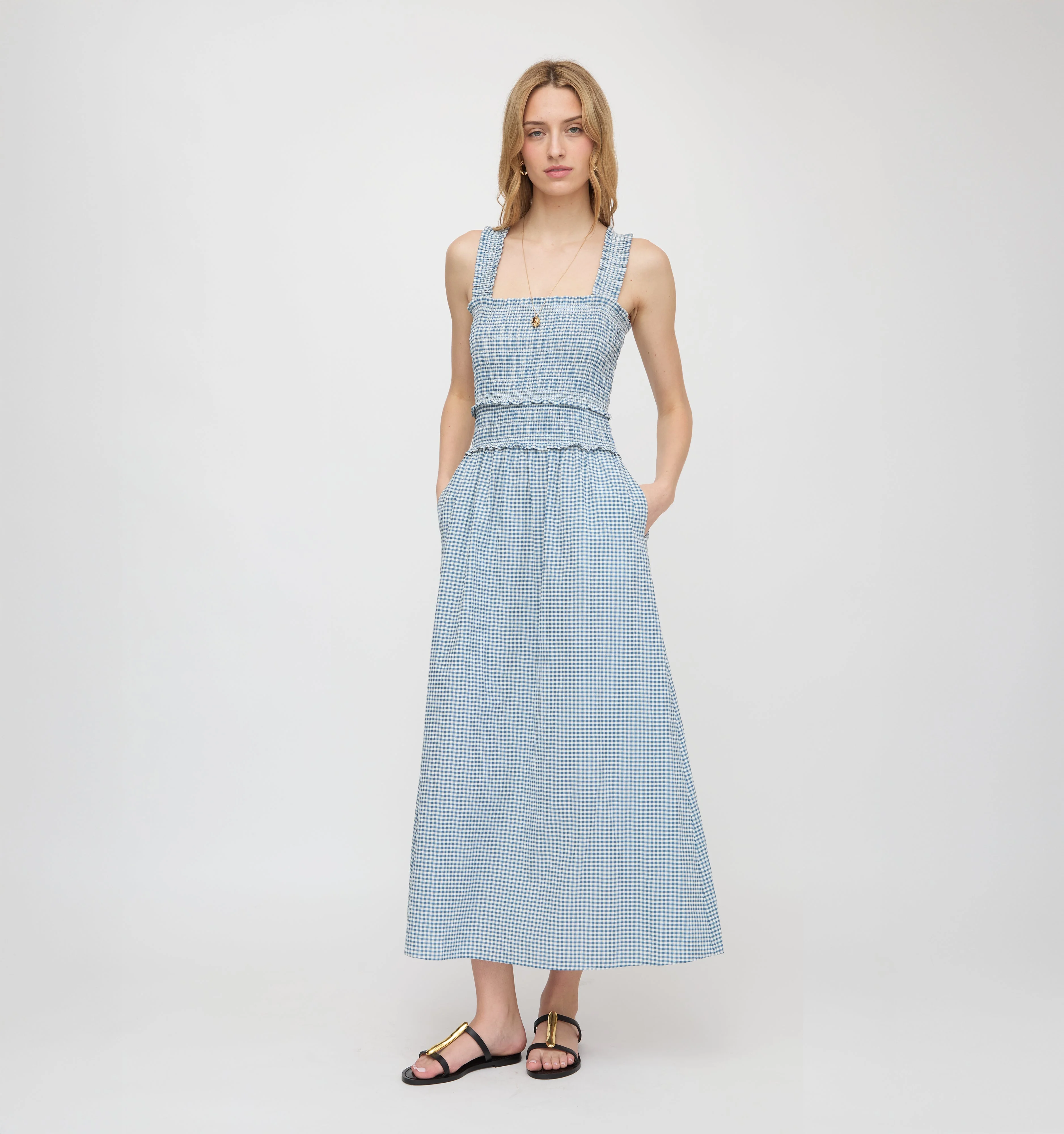 The Azalea Maxi Nap Dress - Lagoon Gingham - 1