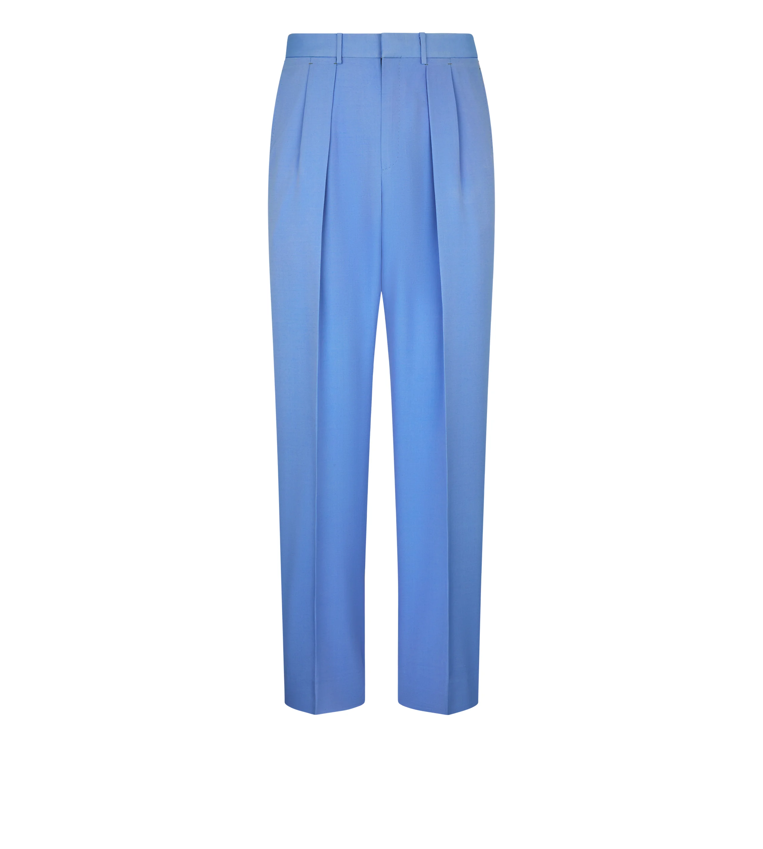 WOOL VISCOSE DOUBLE FAILLE DOUBLE PLEAT PANT - 1
